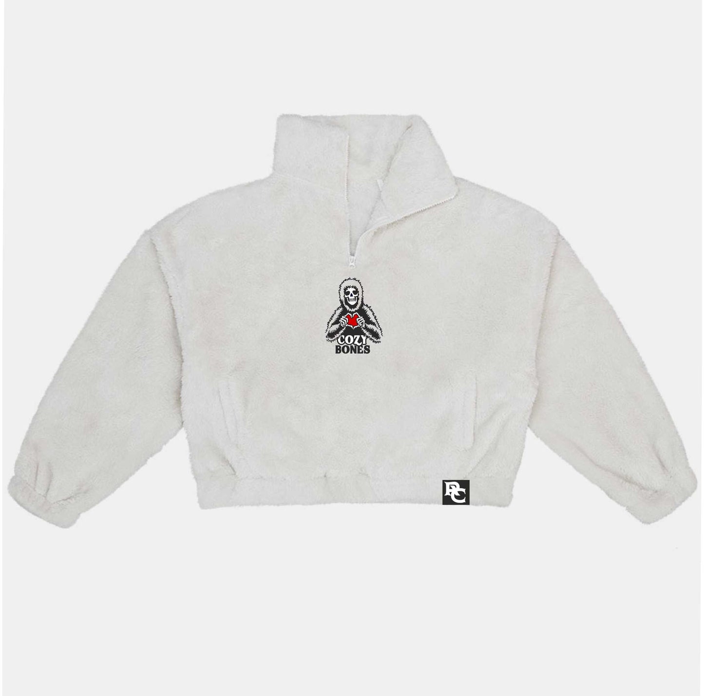 Cozy Bones Unisex Natural Fluffy Quarter Zip Fleece