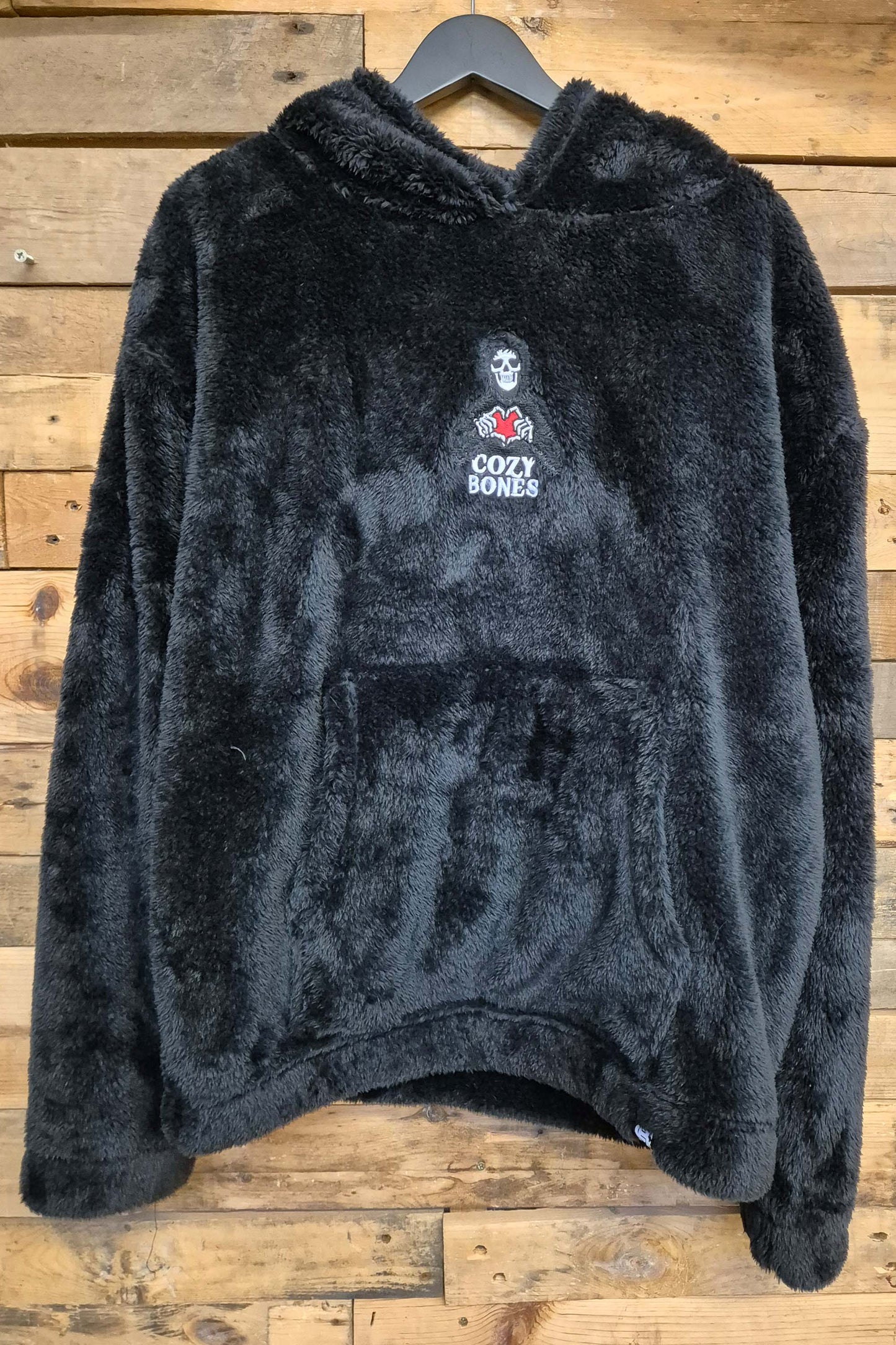 Cozy Bones Unisex Black Fluffy Fleece Hoodie