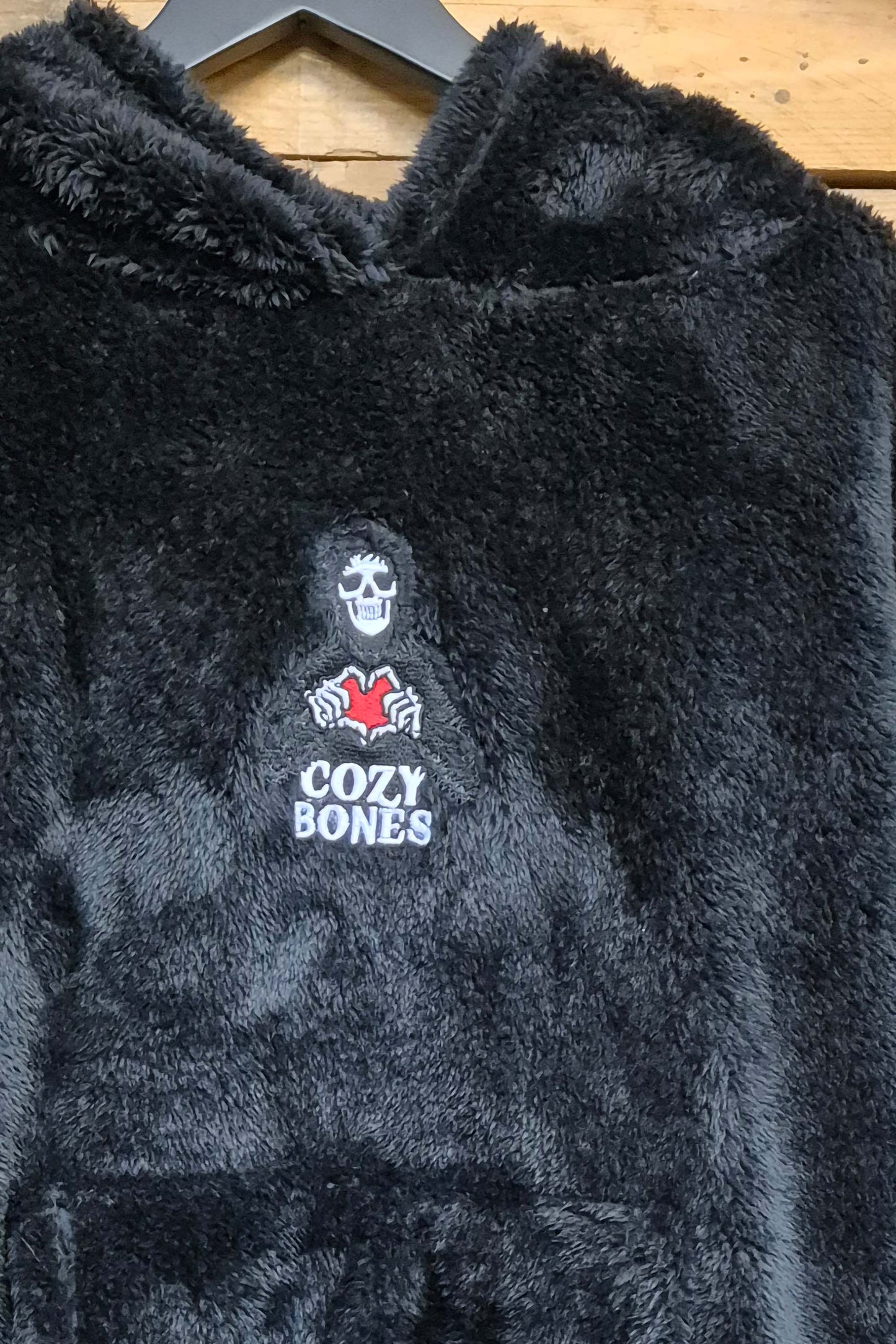 Cozy Bones Unisex Black Fluffy Fleece Hoodie