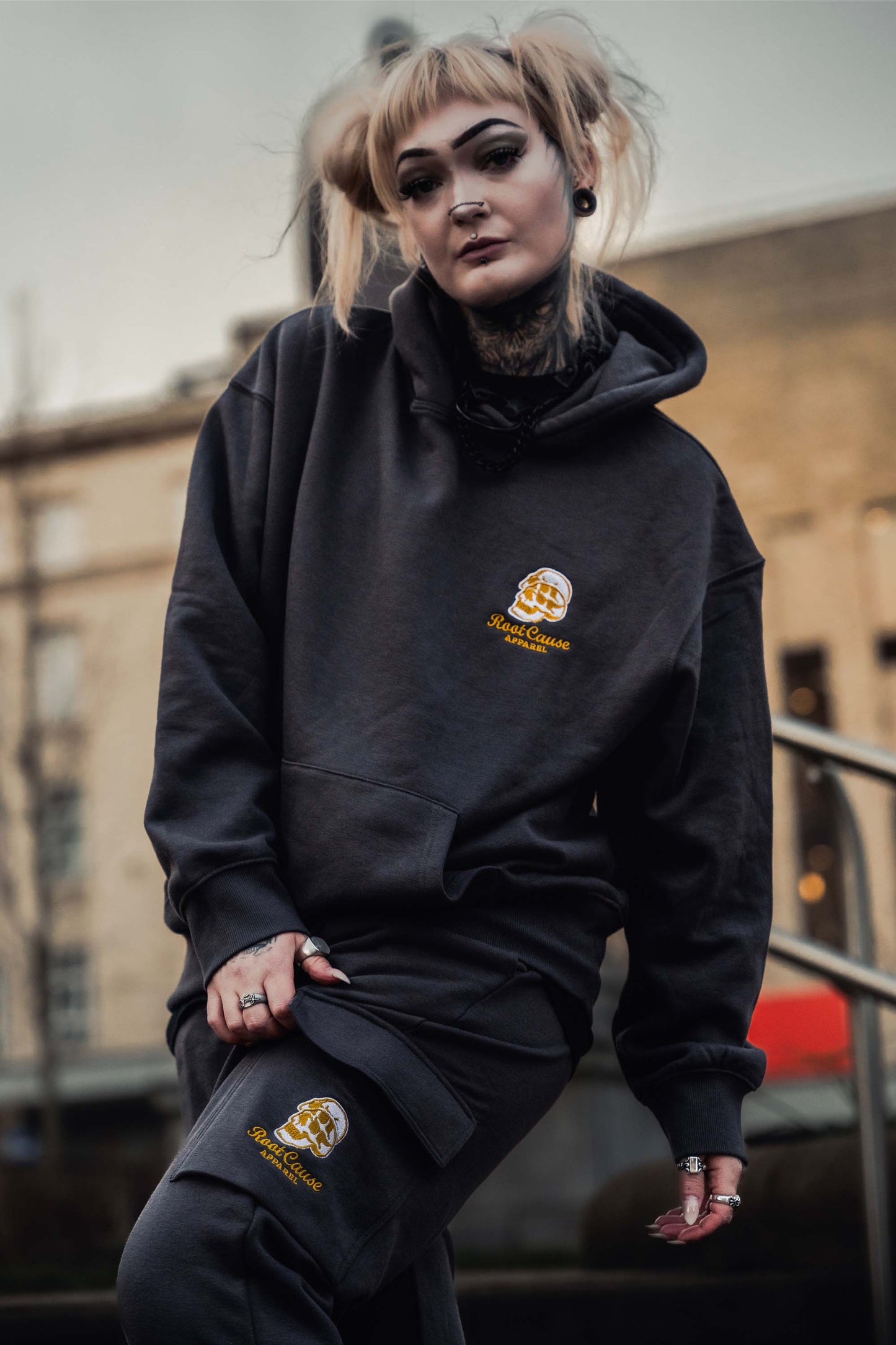 Double Skull Charcoal Tracksuit