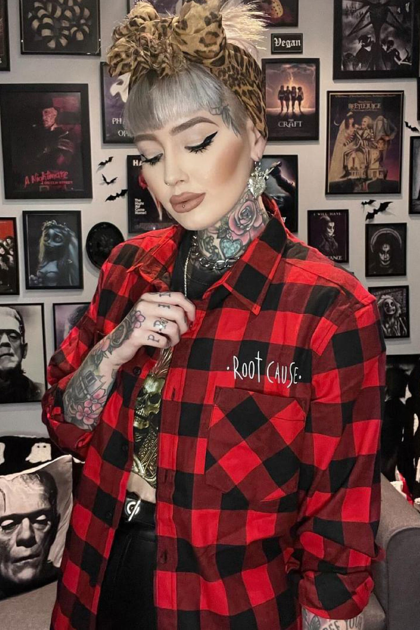 Root Cause Checked Flannel Shirt Red & Black