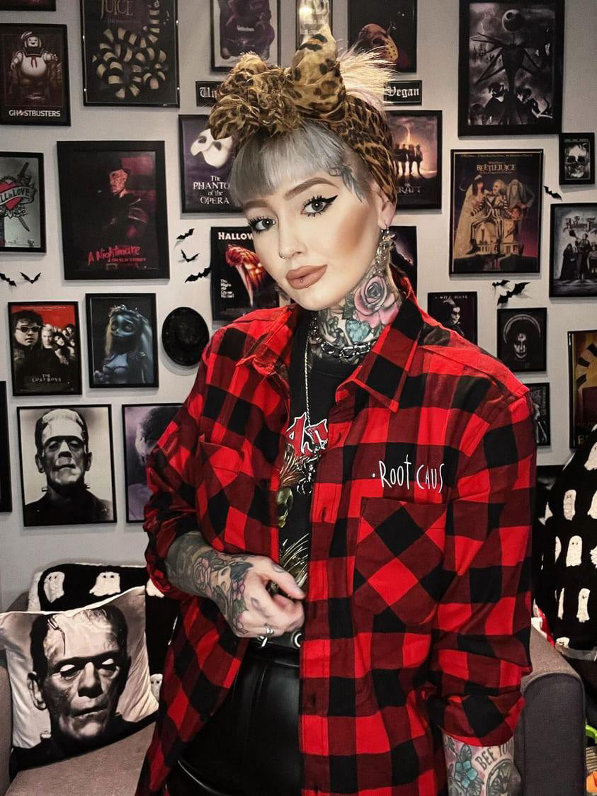 Root Cause Checked Flannel Shirt Red & Black