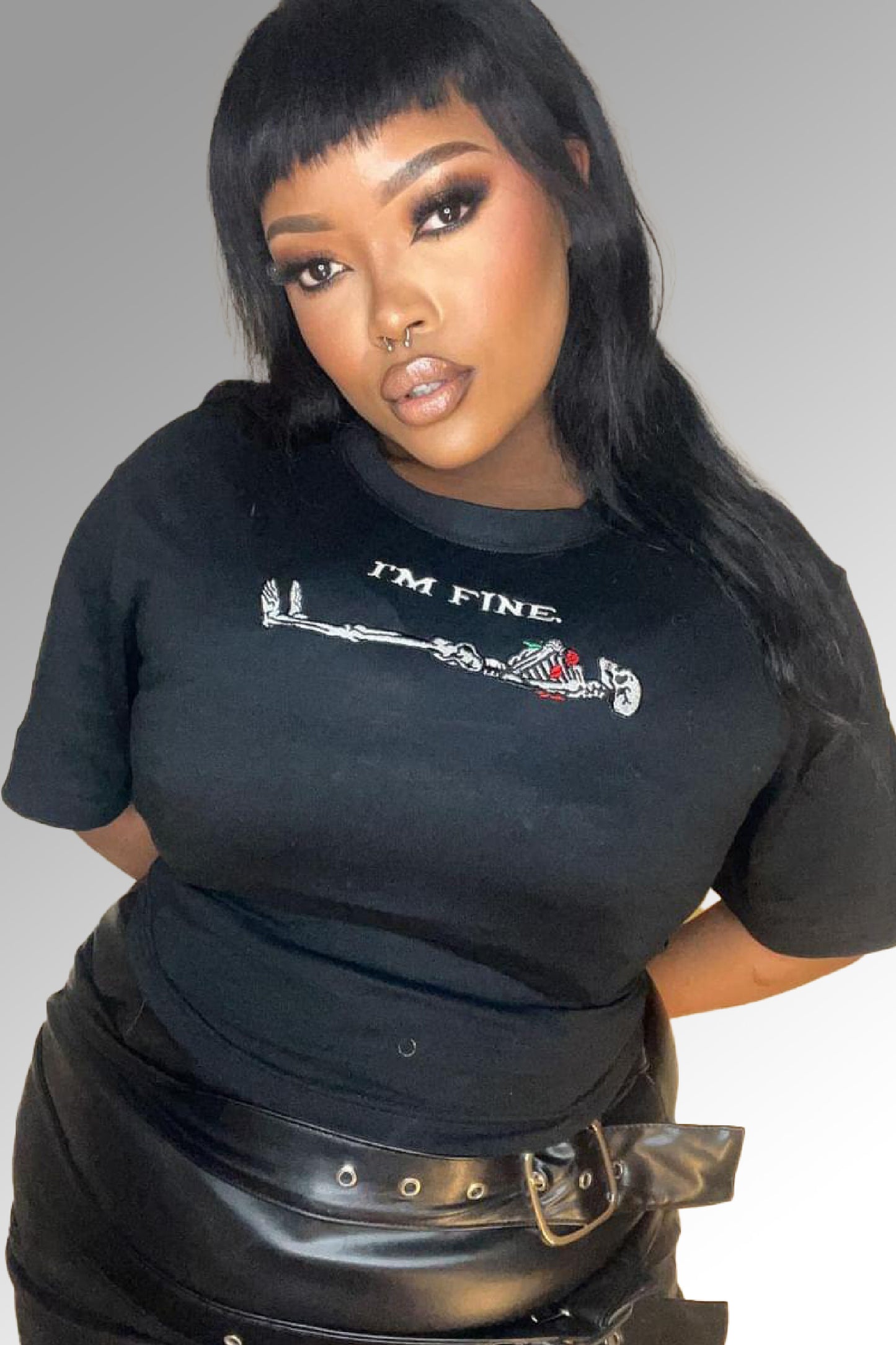 I'm Fine Oversized Cropped T-Shirt