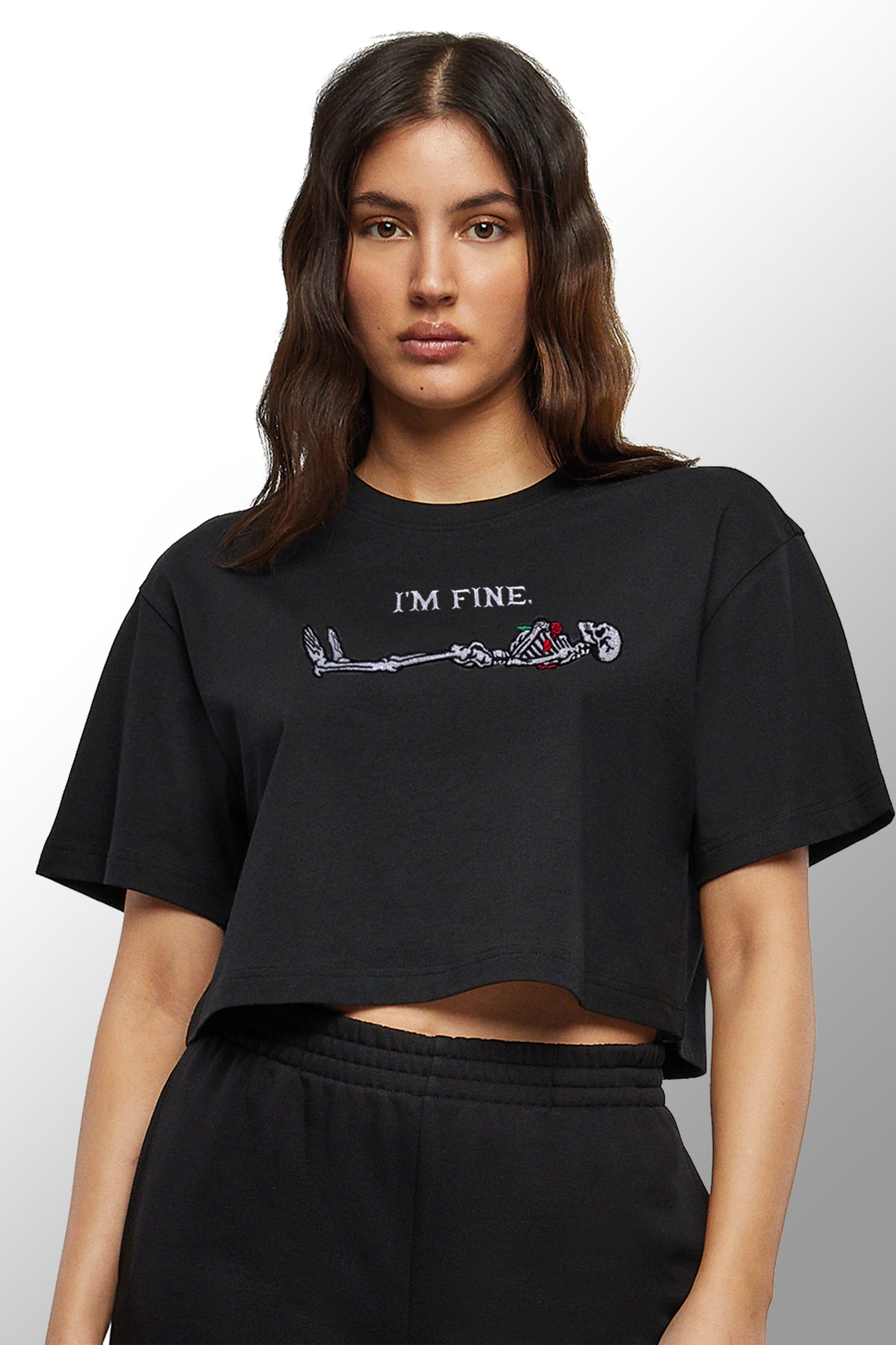 I'm Fine Oversized Cropped T-Shirt