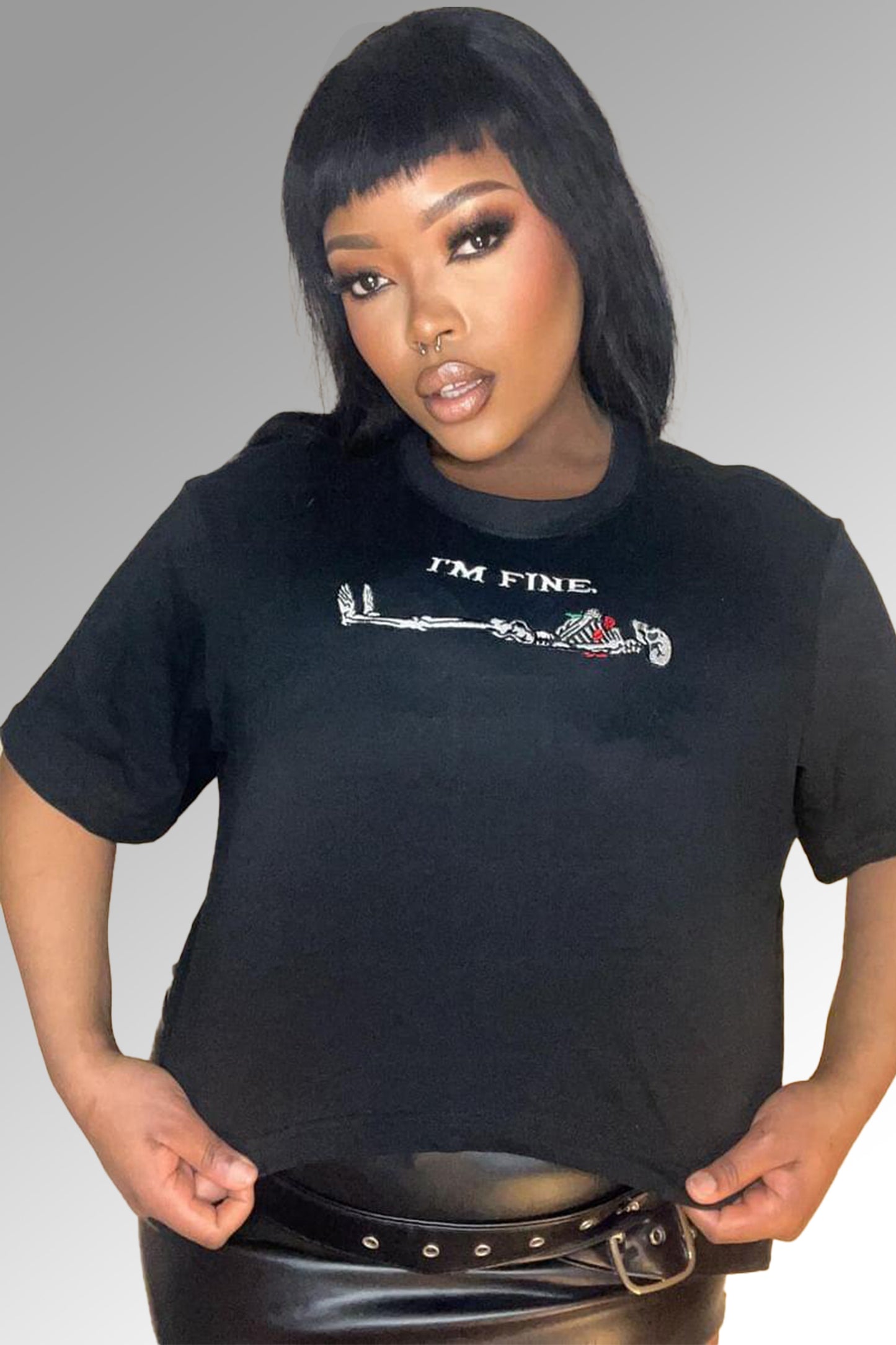 I'm Fine Oversized Cropped T-Shirt