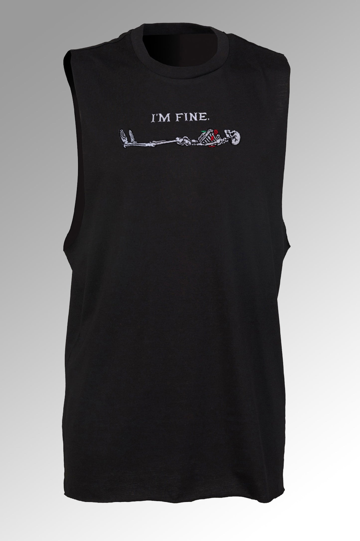 I'm Fine Slashed Armhole Vest