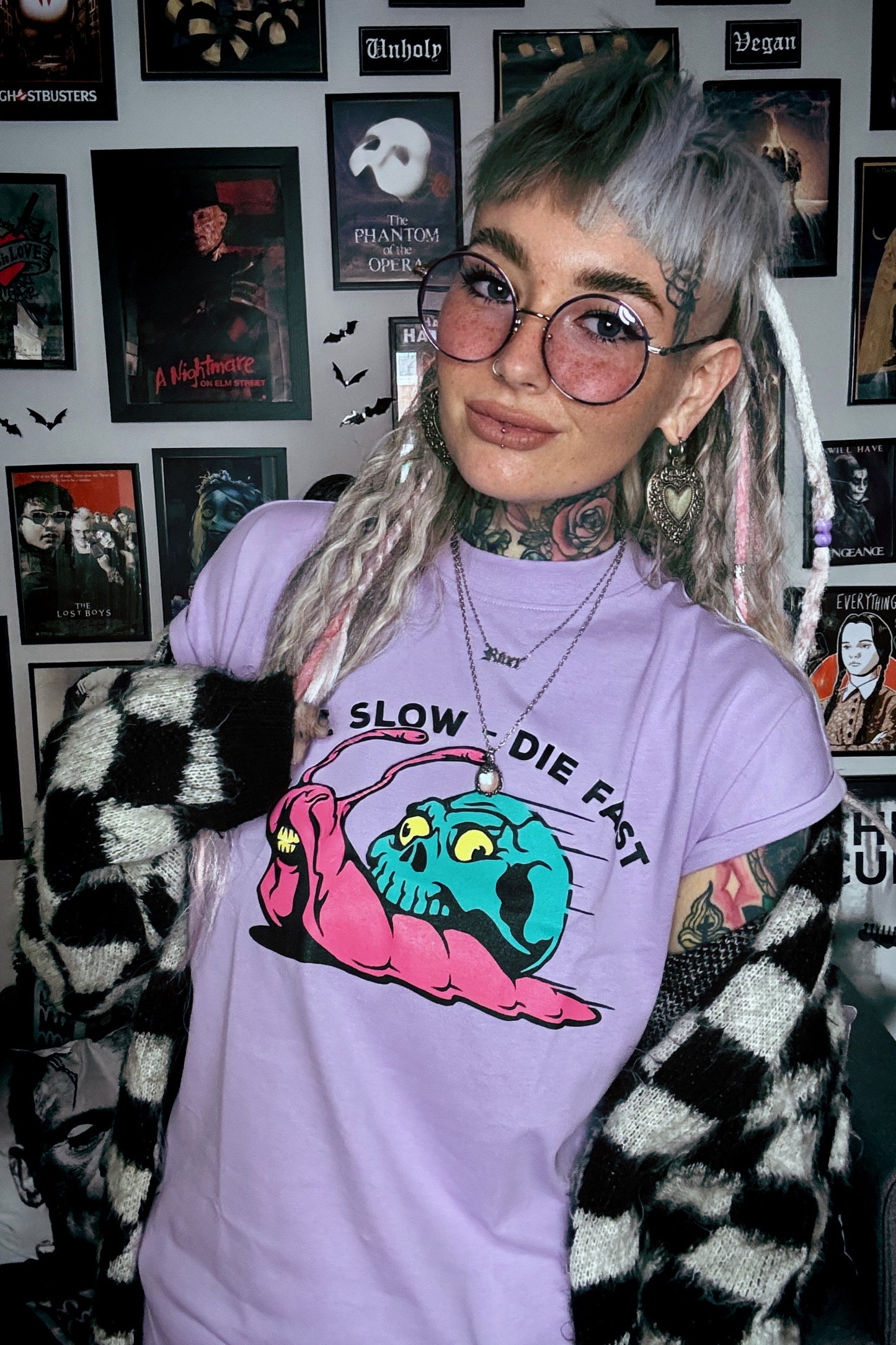 Live Slow Extended Shoulder T Shirt Dress