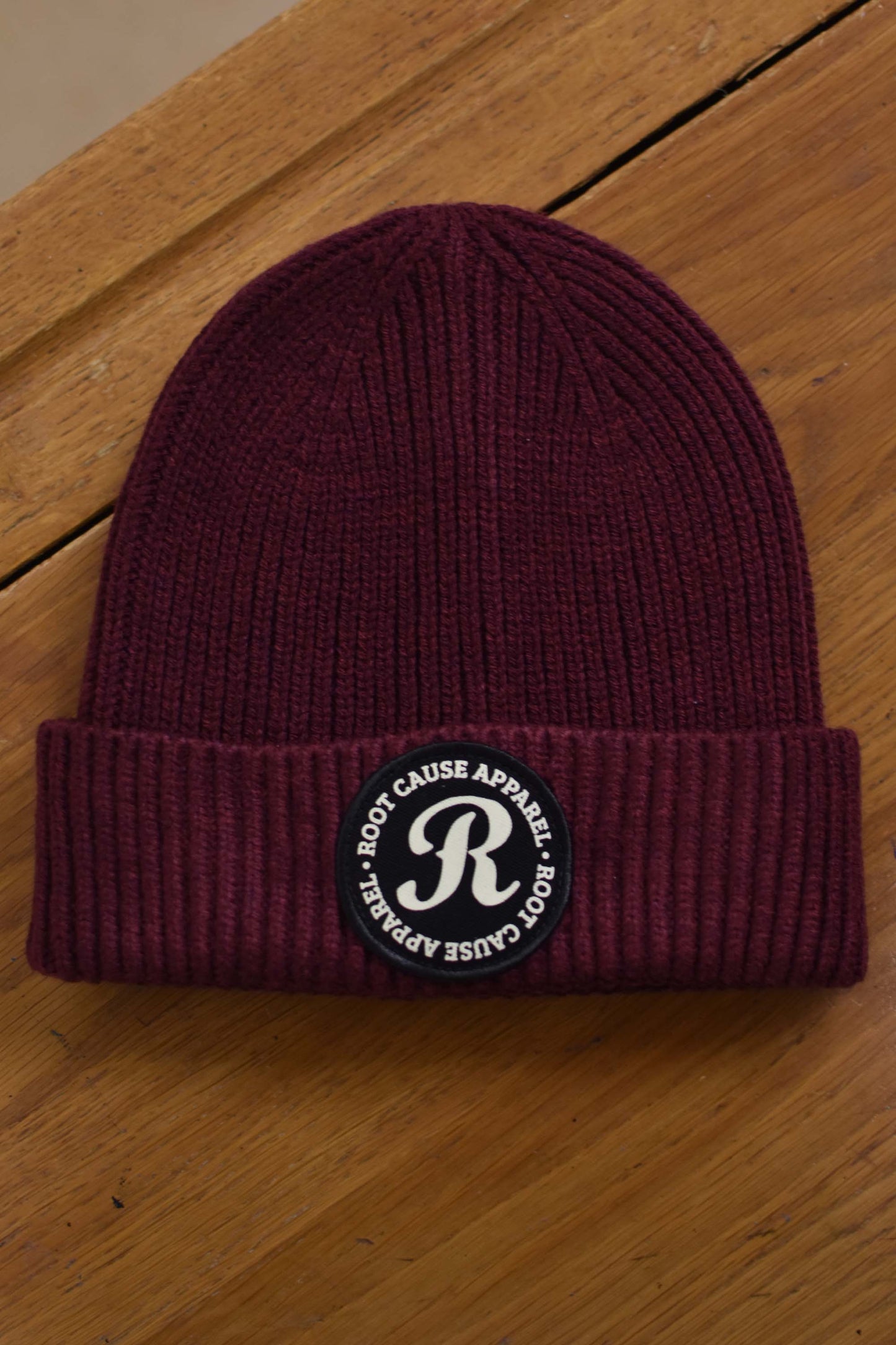 Root Cause Burgundy Patch Beanie