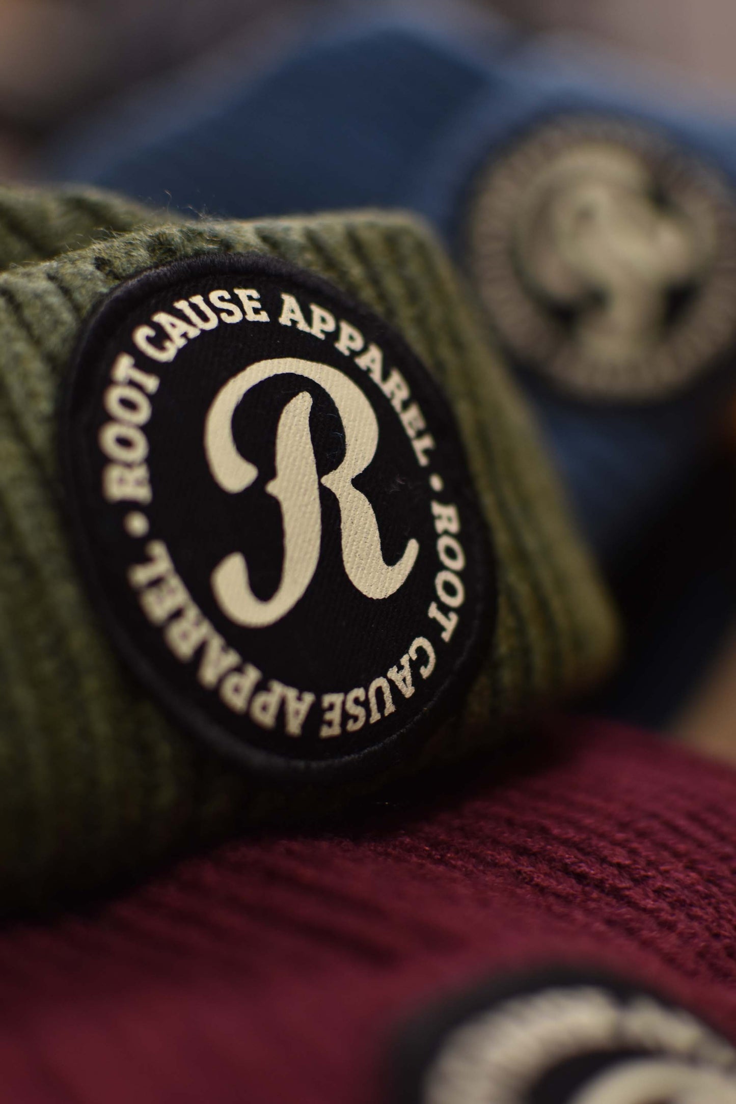 Root Cause Olive Green Patch Beanie