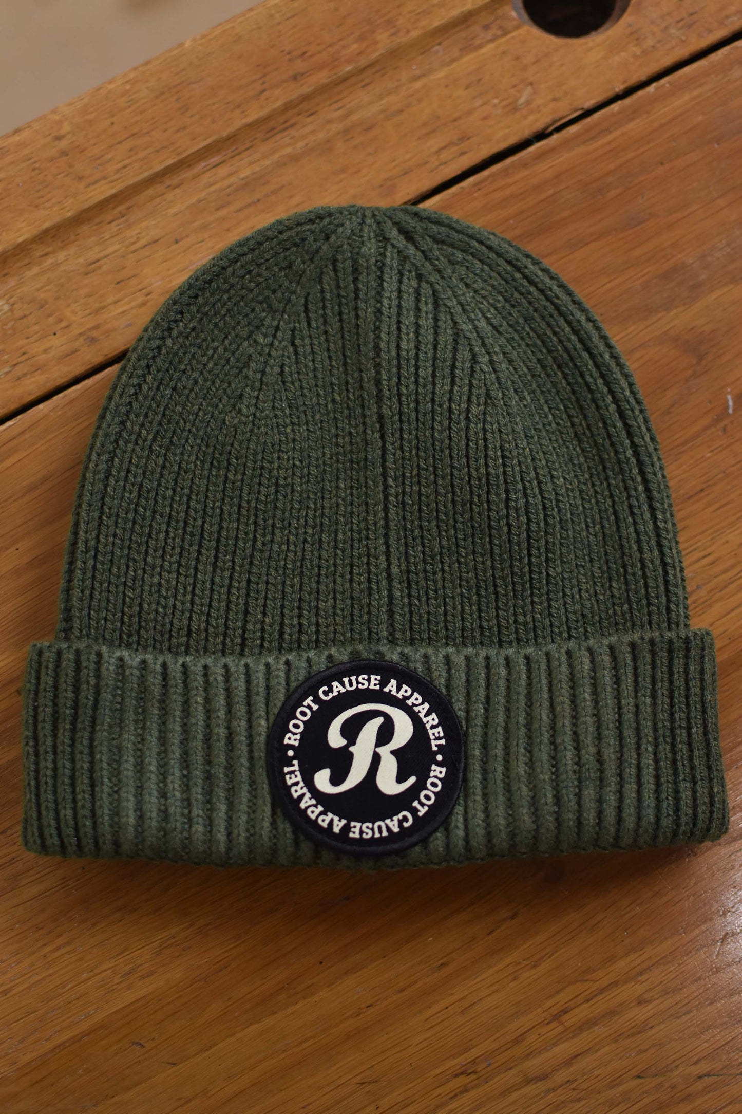 Root Cause Olive Green Patch Beanie