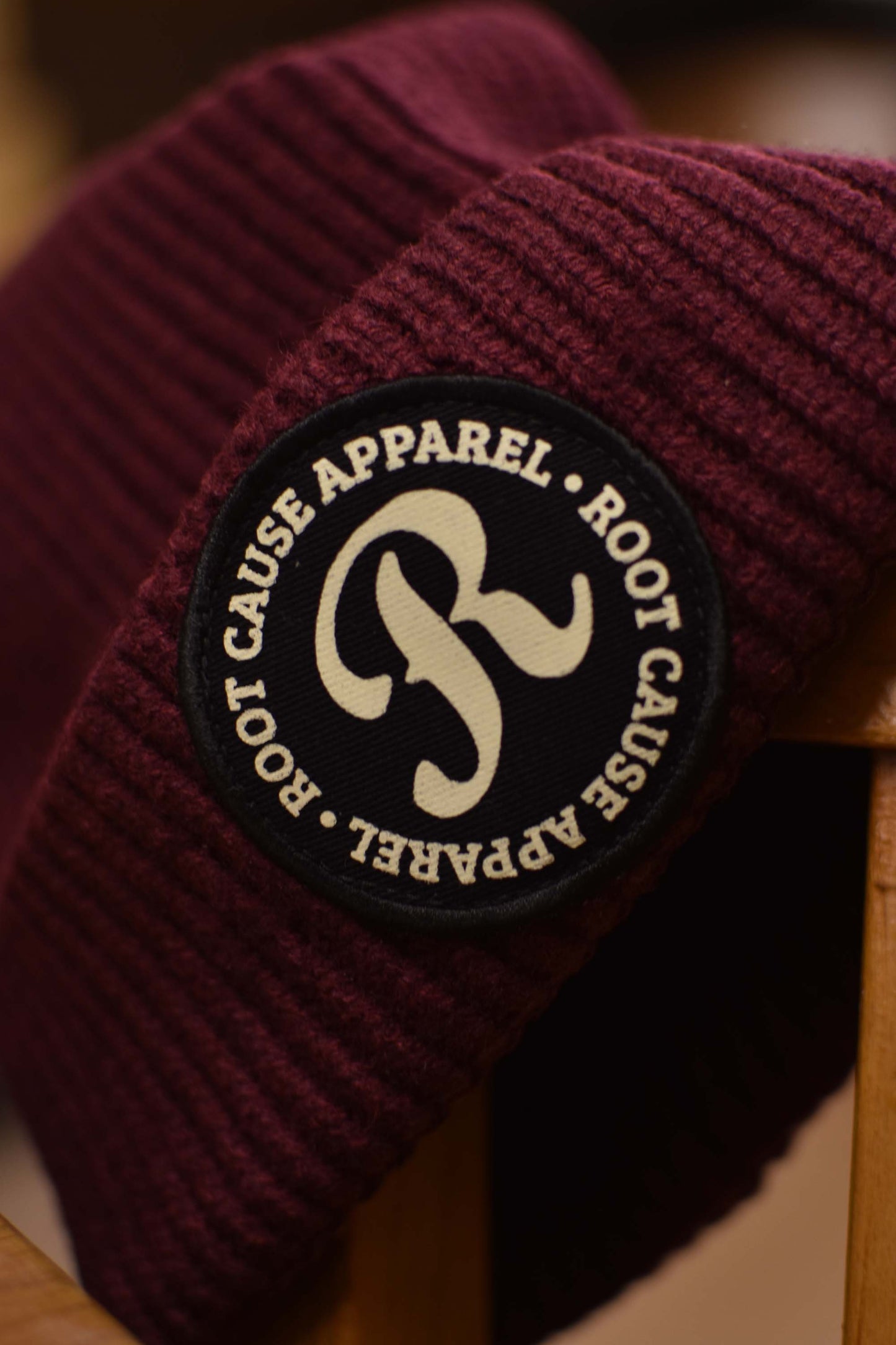 Root Cause Burgundy Patch Beanie