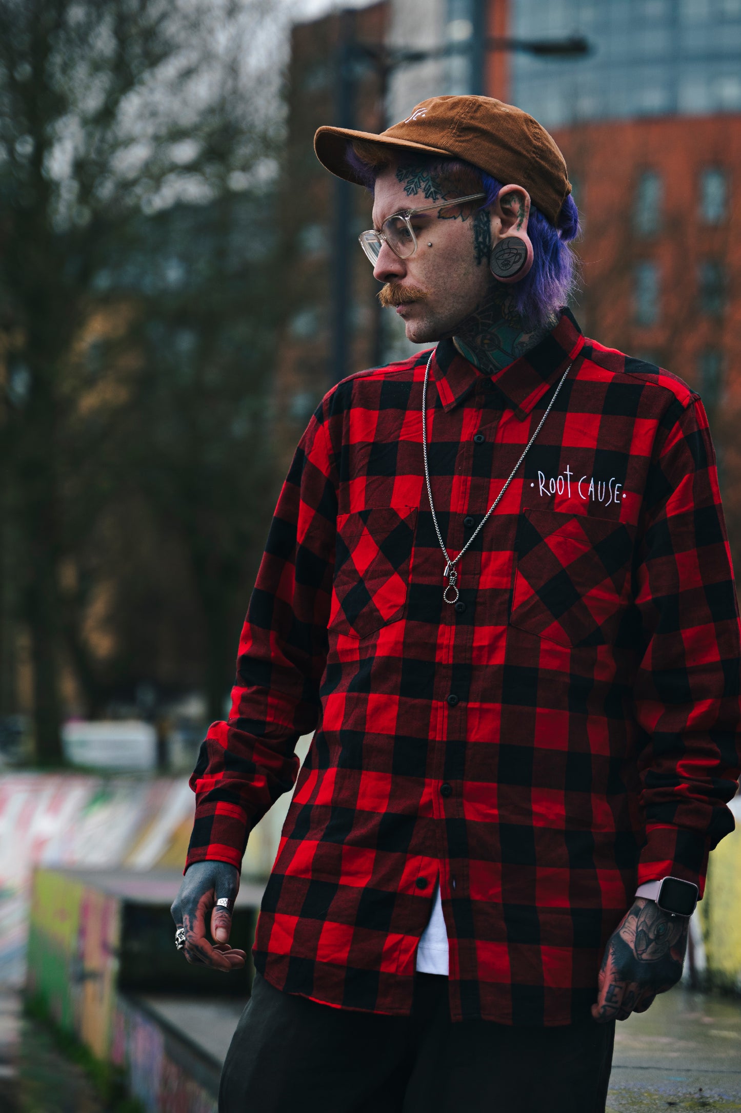 Root Cause Checked Flannel Shirt Red & Black