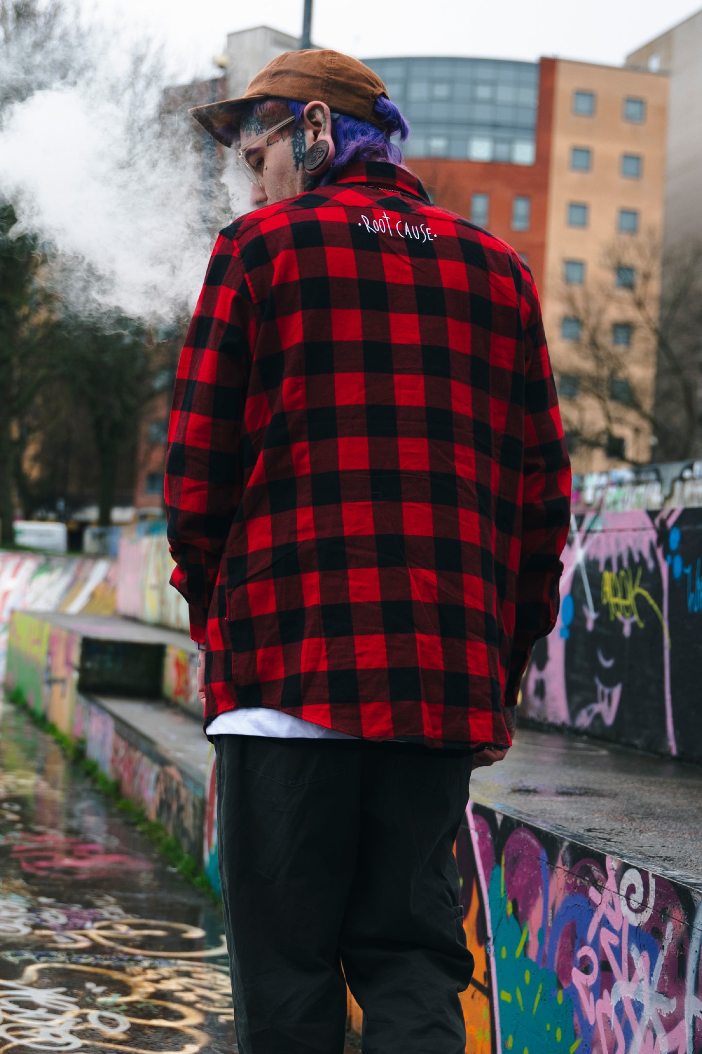 Root Cause Checked Flannel Shirt Red & Black