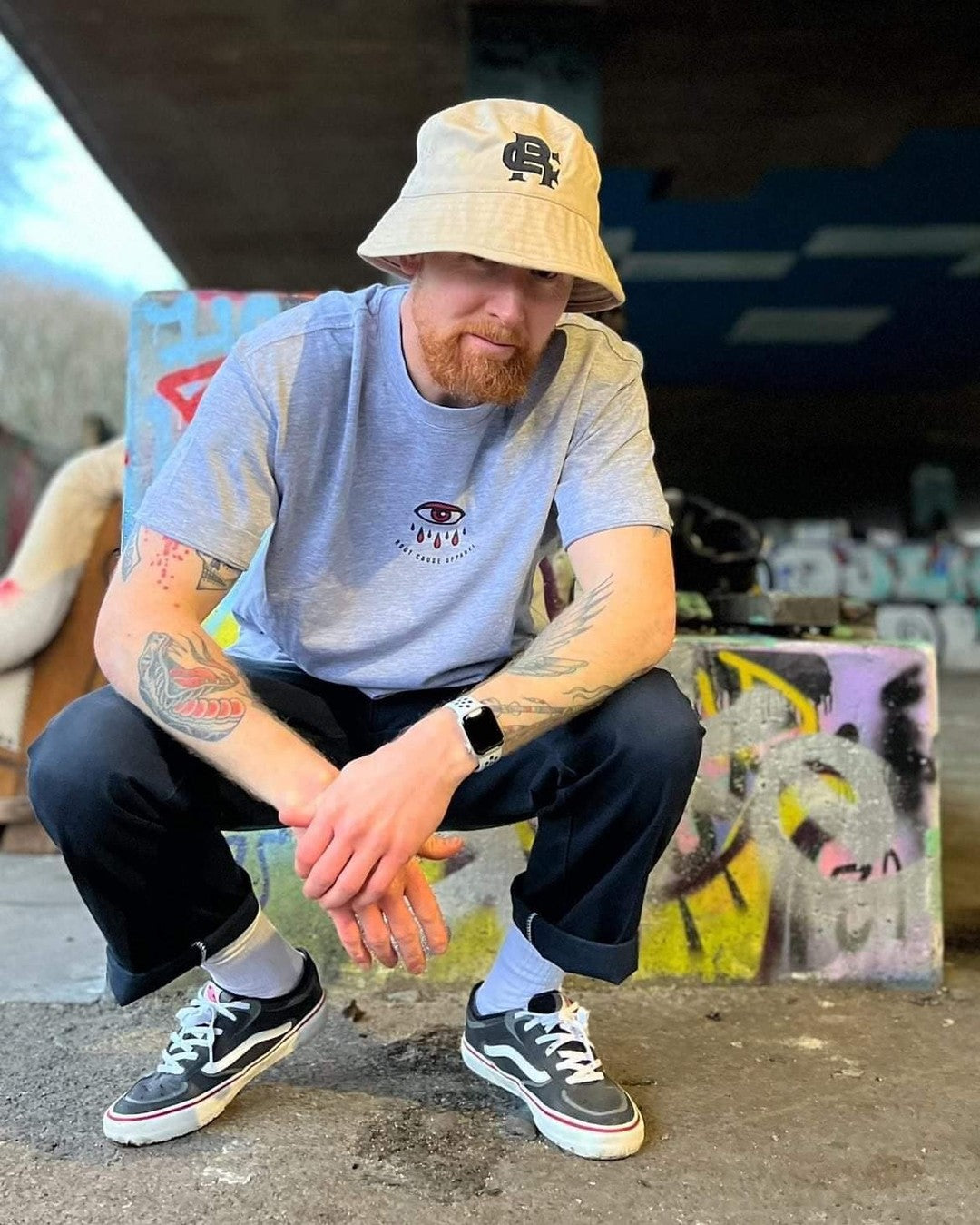 Root Cause Monogram Sand Bucket Hat
