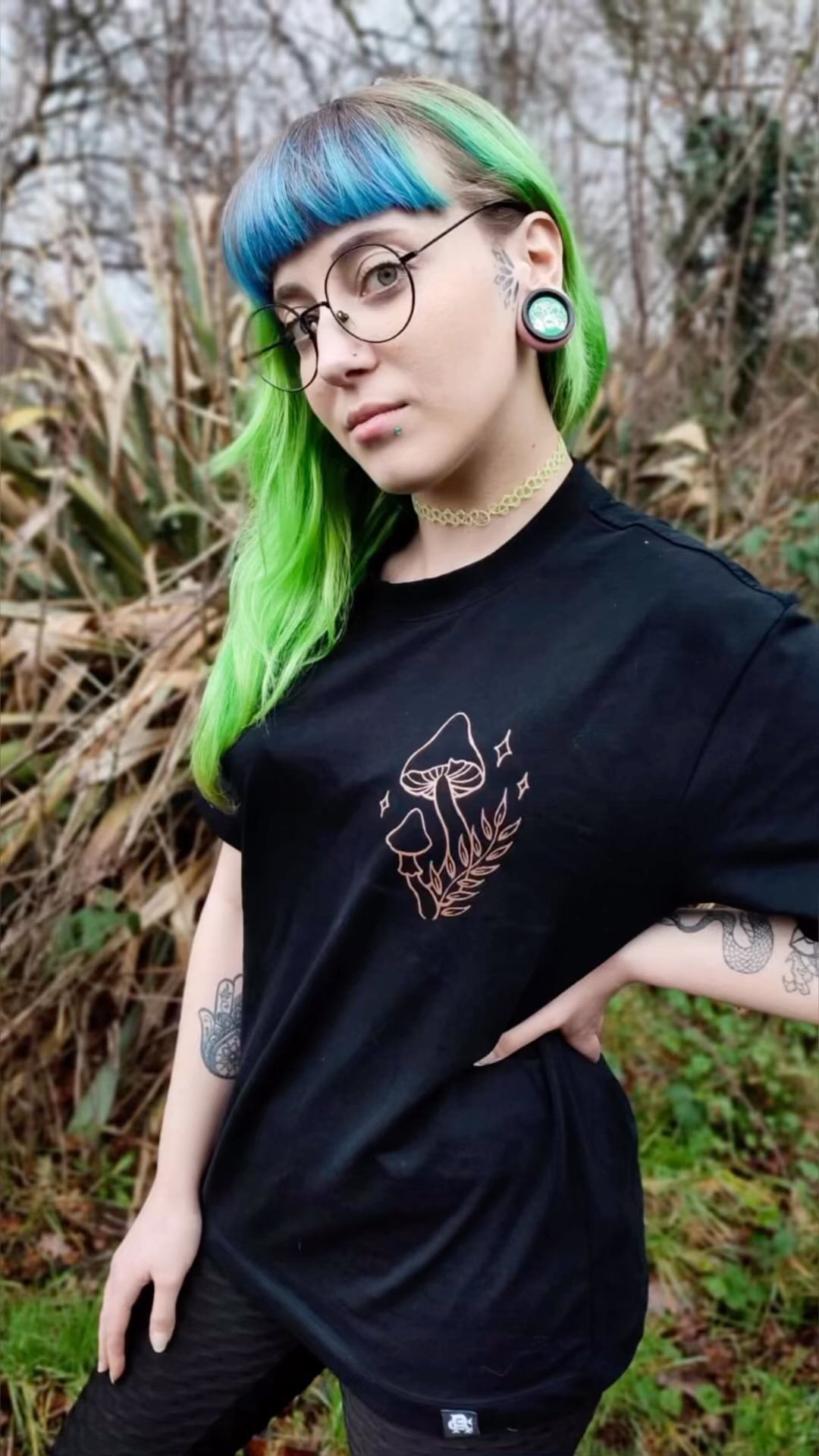 Root Cause Shimmer Shroom Black Organic Cotton Unisex T-Shirt