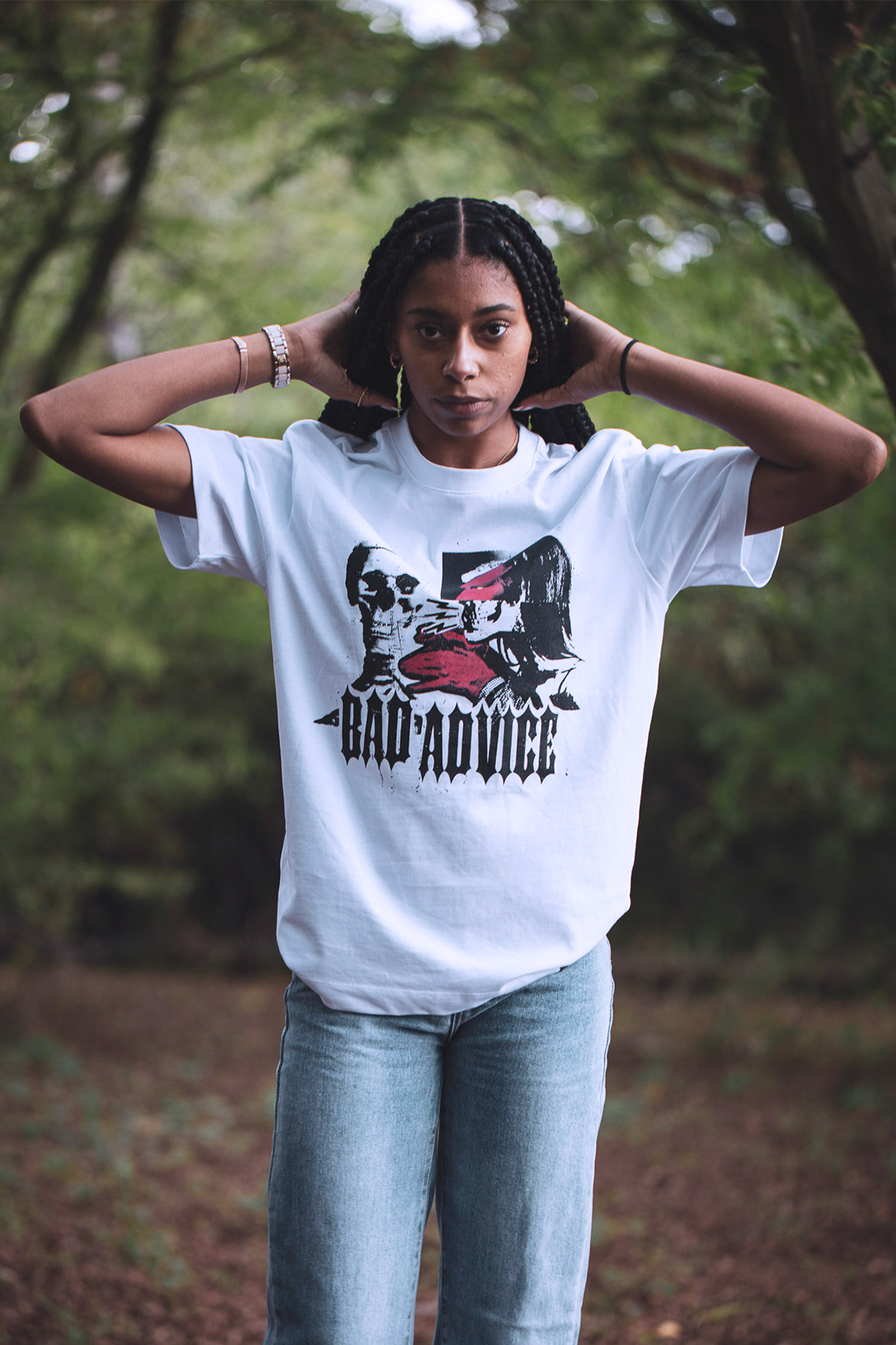 Root Cause Bad Advice Unisex White, Organic Cotton T-Shirt