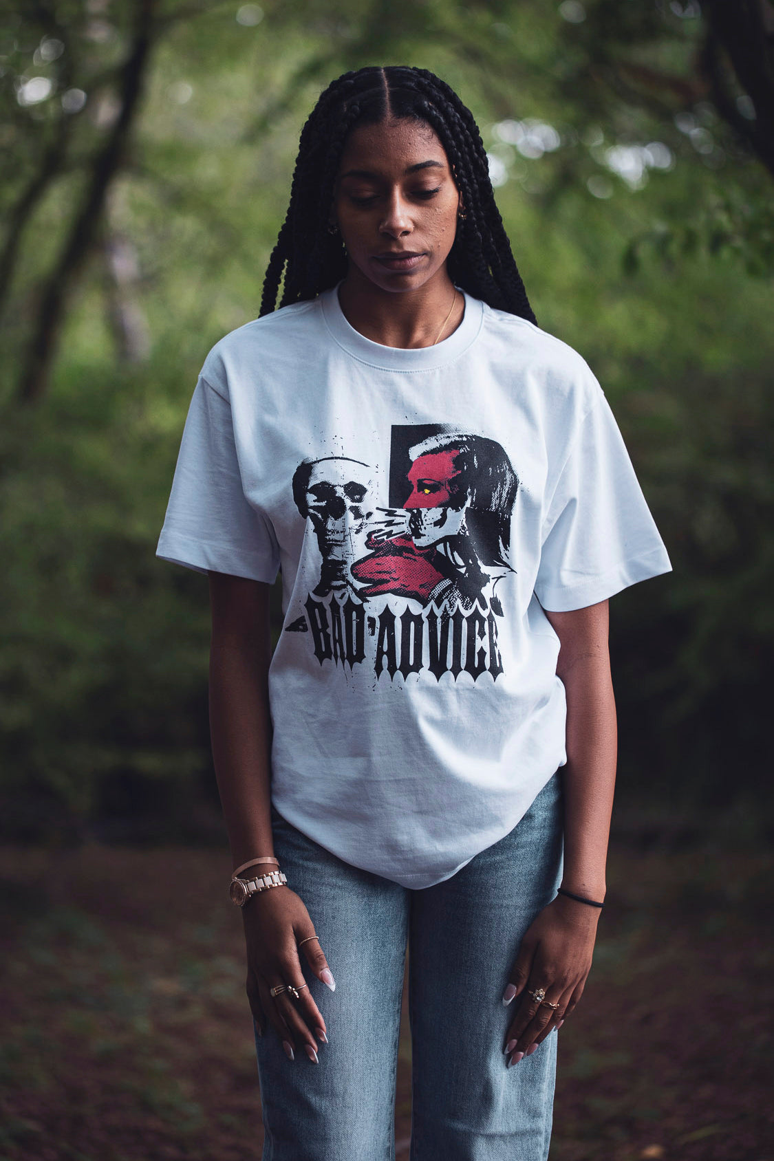 Root Cause Bad Advice Unisex White, Organic Cotton T-Shirt