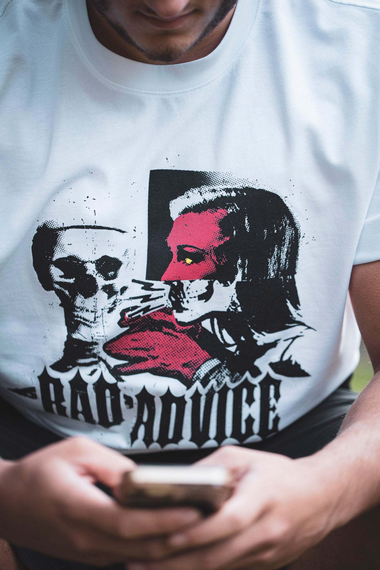 Root Cause Bad Advice Unisex White, Organic Cotton T-Shirt