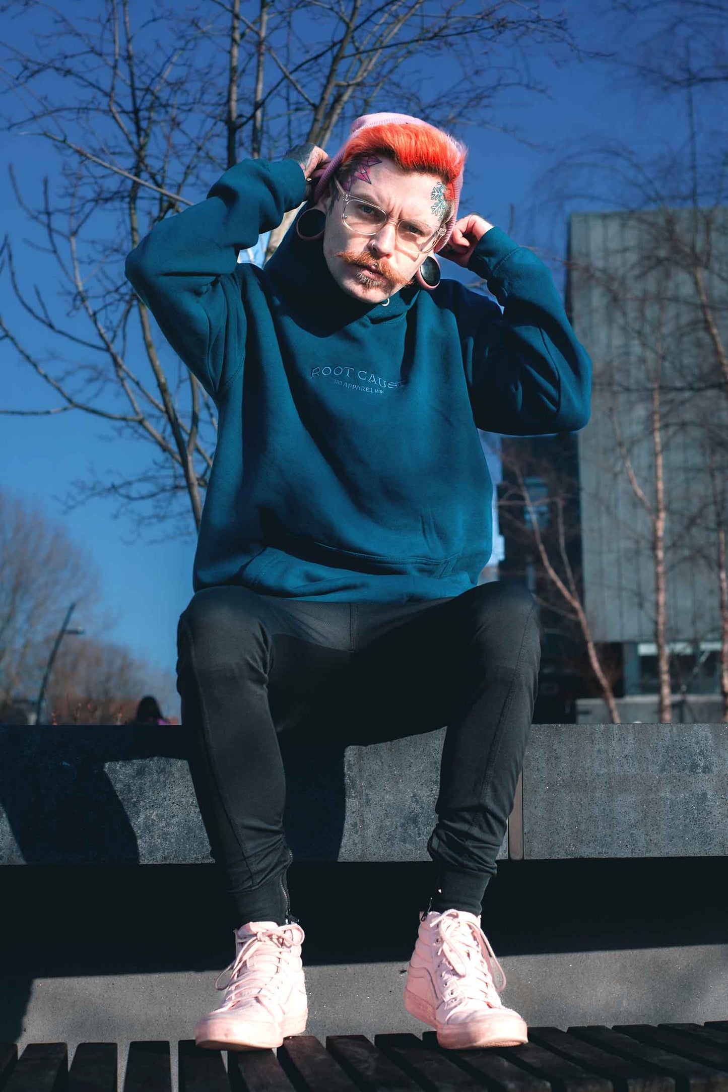 Root Cause Core Roots Ink Blue Organic and Recycled Unisex Hoodie