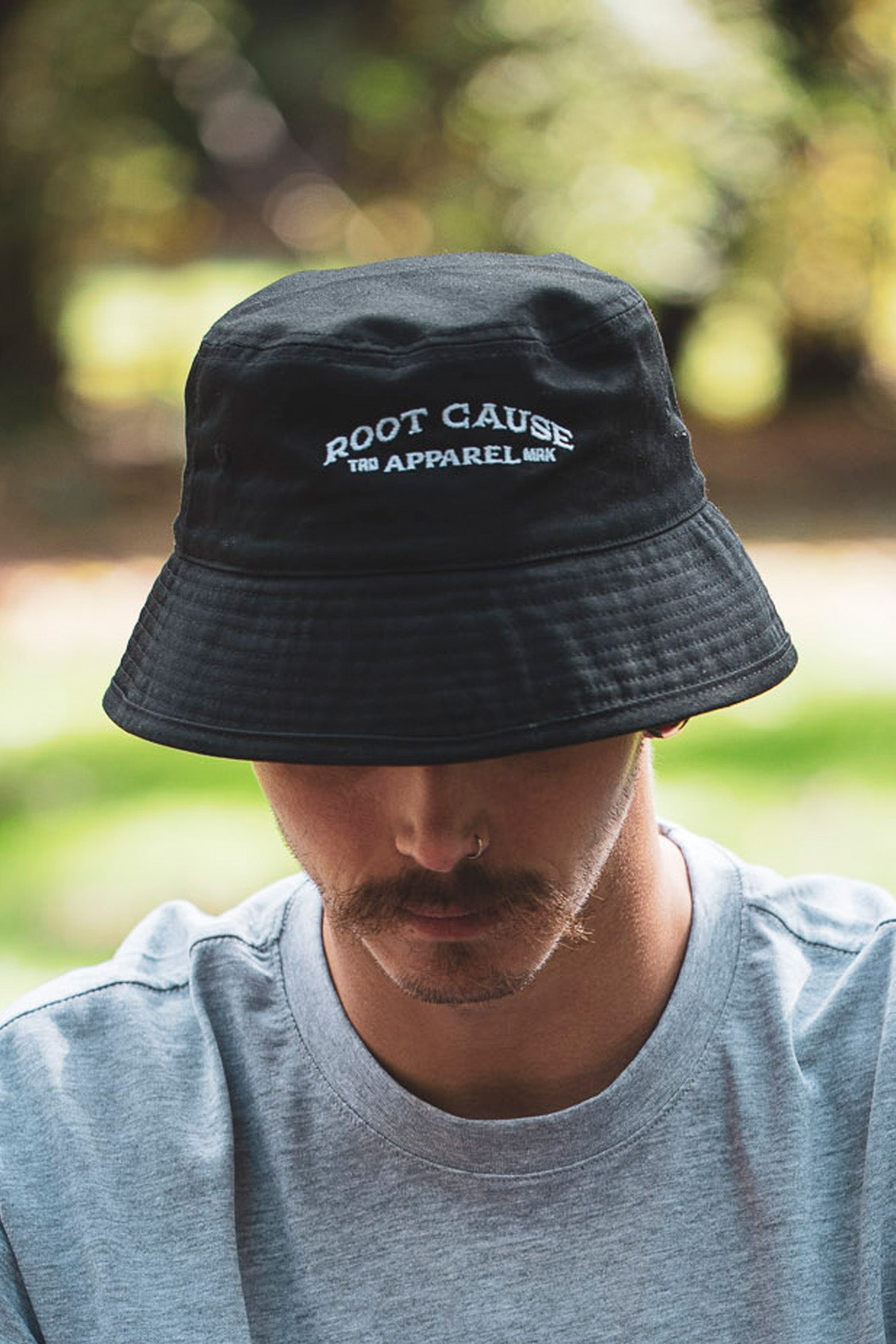Root Cause Branded Black Organic Cotton Bucket Hat