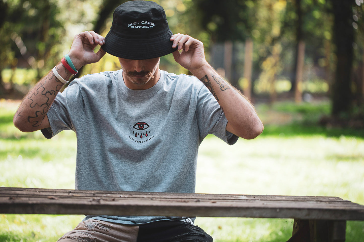 Root Cause Branded Black Organic Cotton Bucket Hat