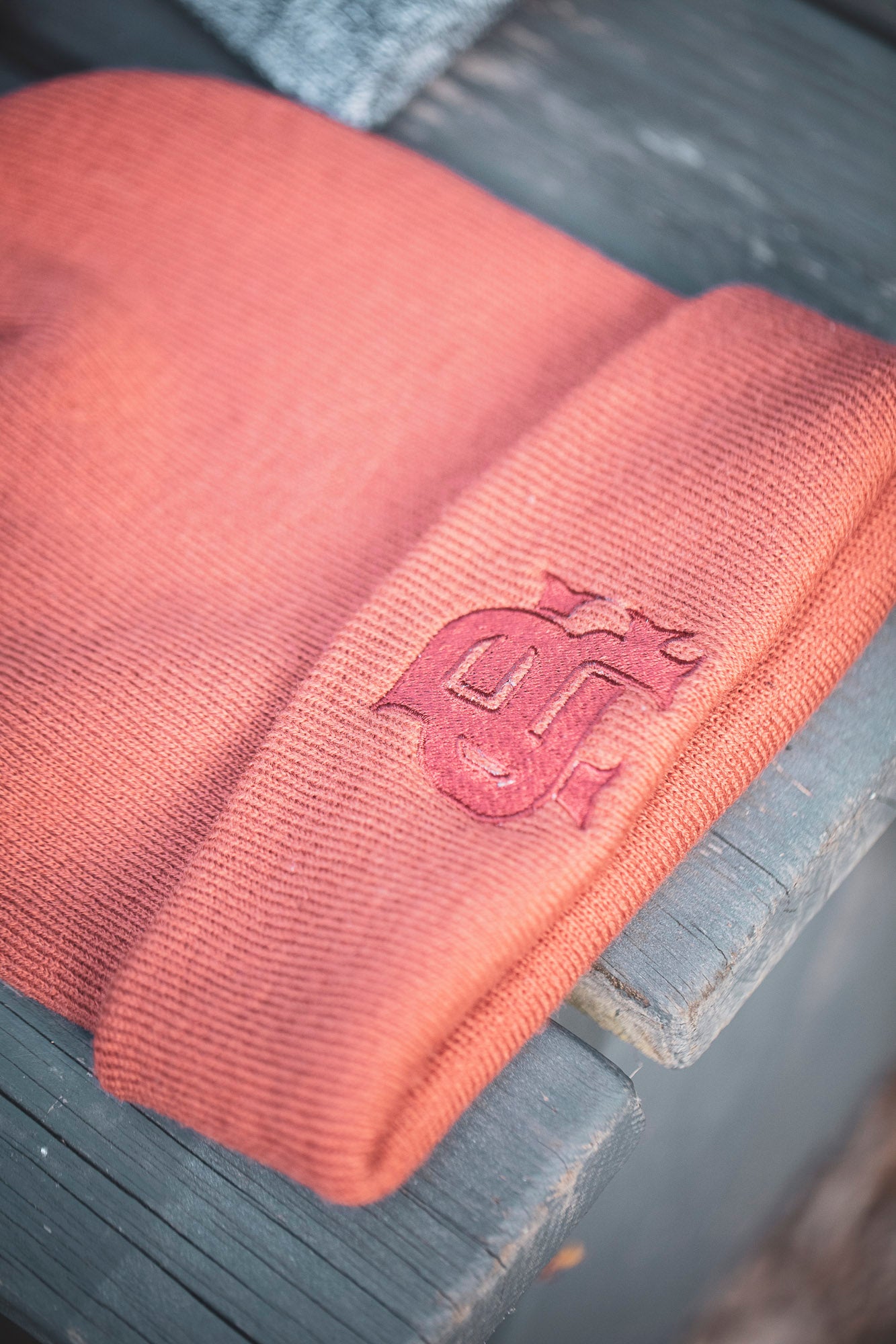 Root Cause Branded Rust Monogram Beanie