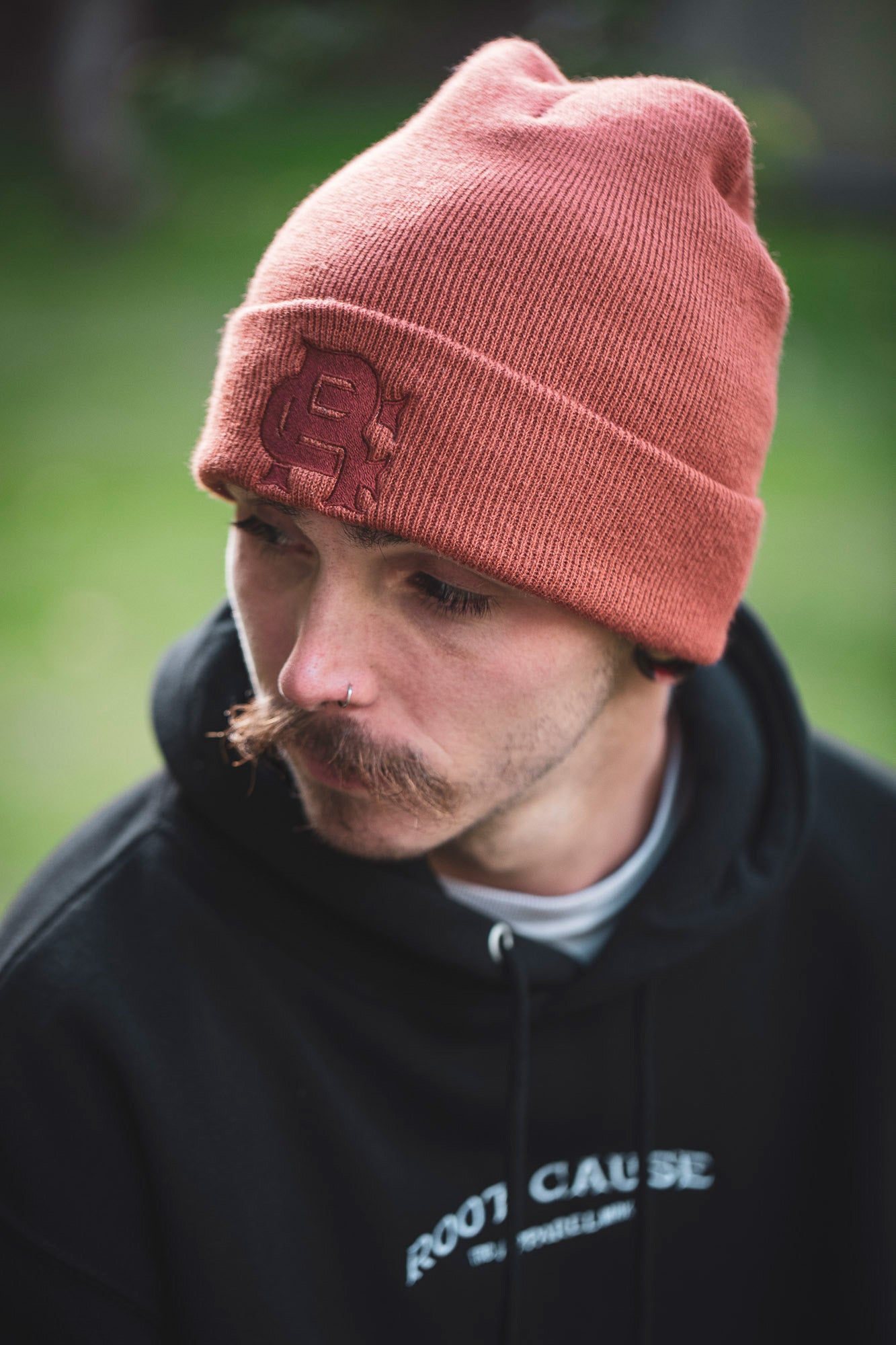 Root Cause Branded Rust Monogram Beanie