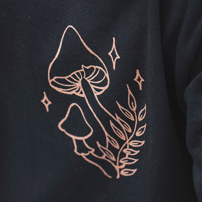Root Cause Shimmer Shroom Black Organic Cotton Unisex T-Shirt
