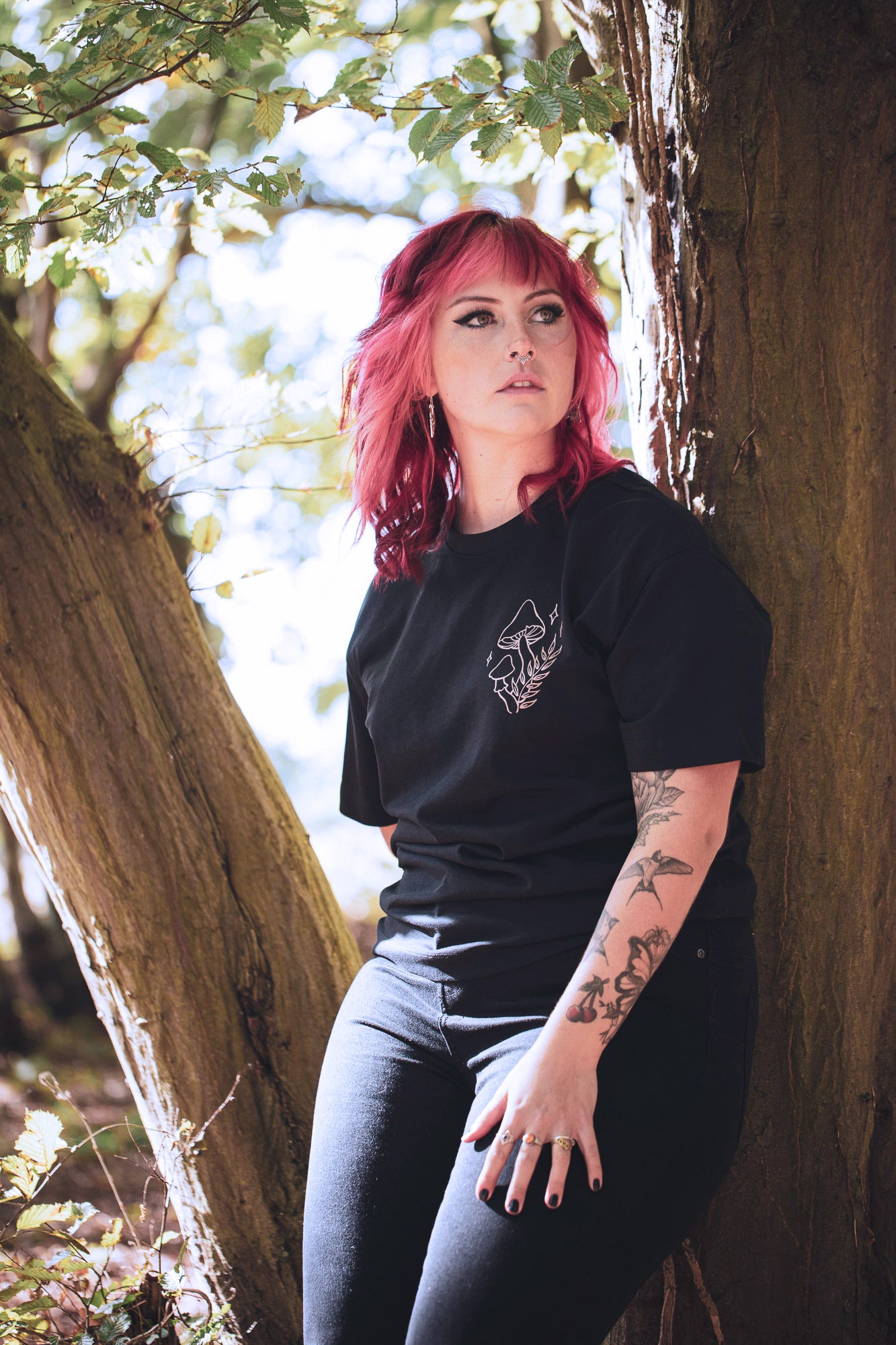 Root Cause Shimmer Shroom Black Organic Cotton Unisex T-Shirt