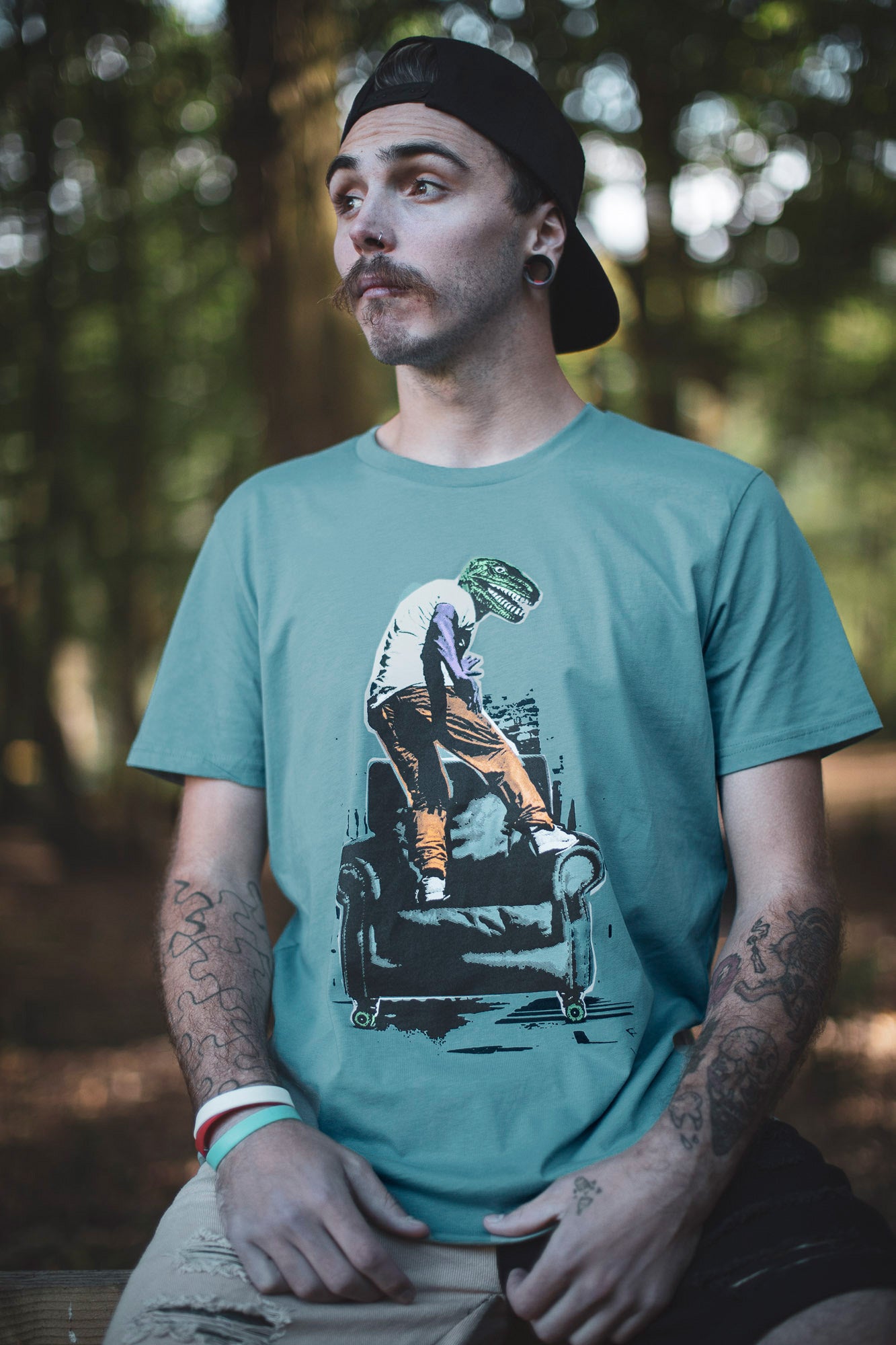 Root Cause Sofa Surfer Blue Unisex Organic Cotton T-Shirt