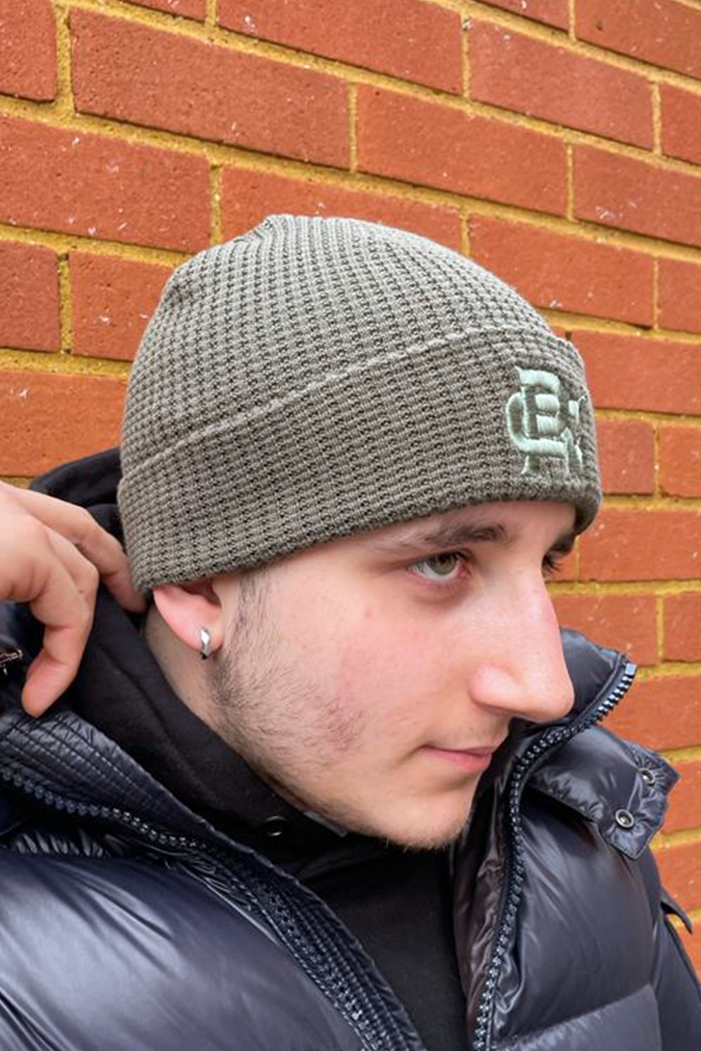Root Cause Olive Green Waffle Beanie
