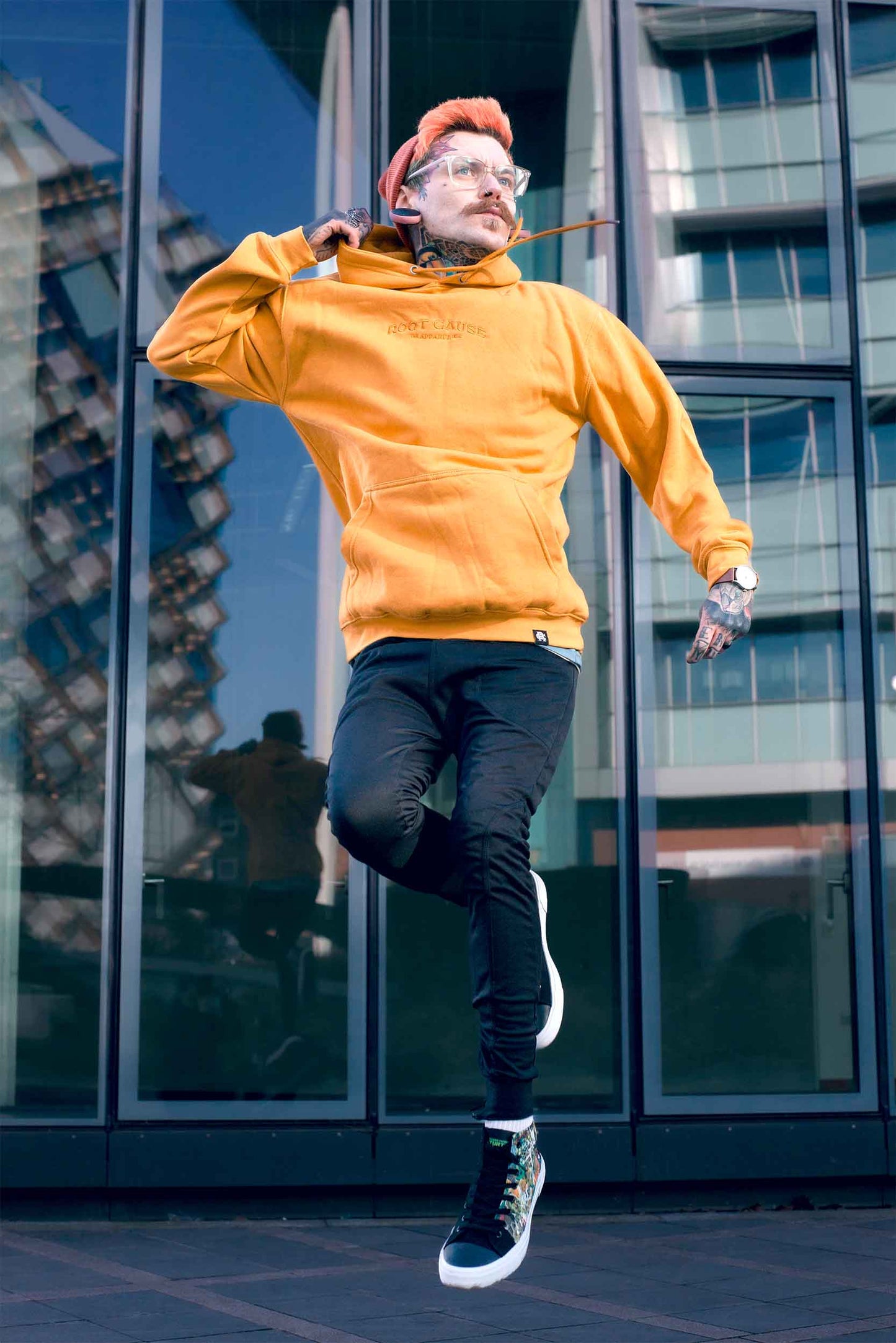 Root Cause Core Roots Mustard Organic and Recycled Unisex Hoodie