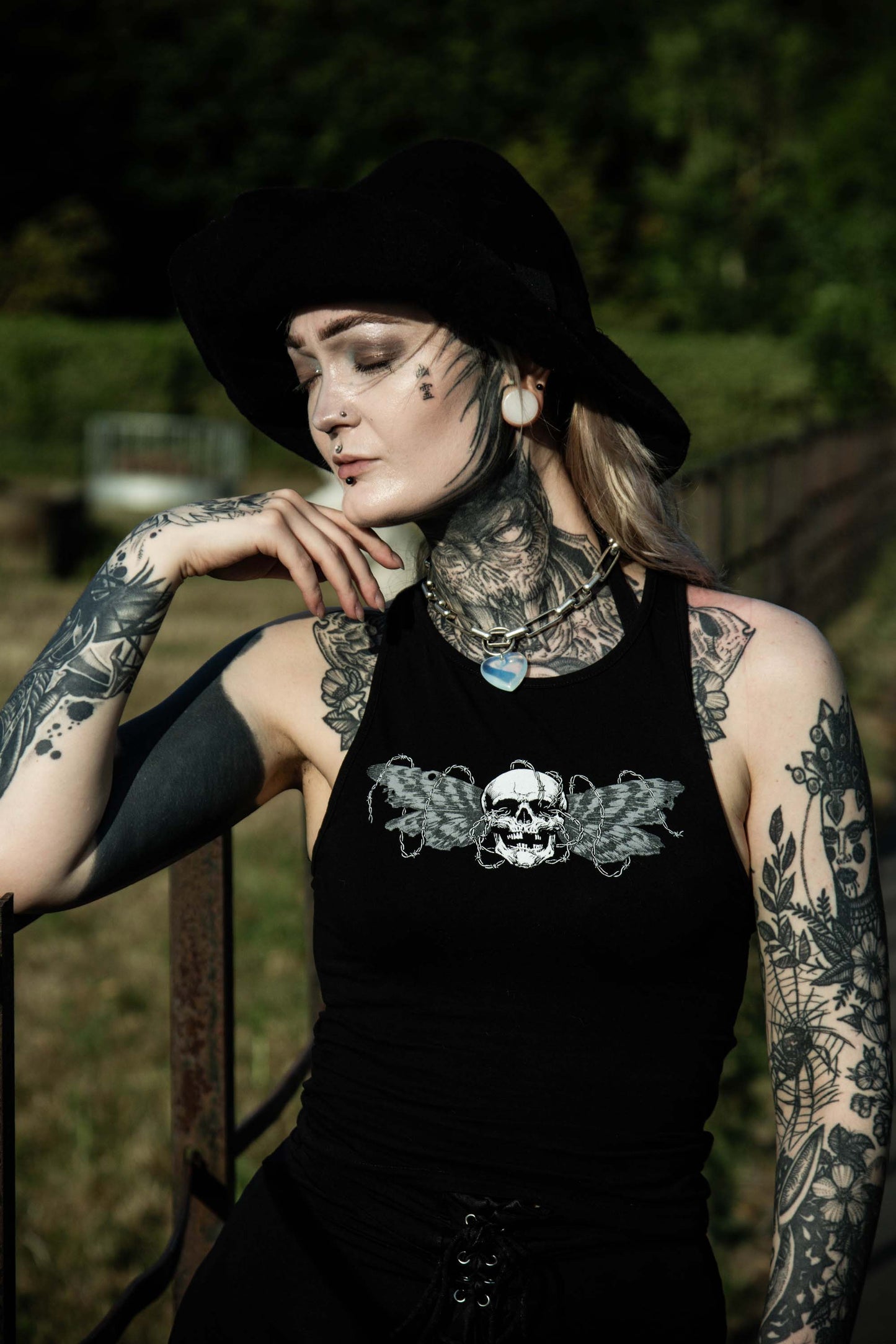 Bound Wings Black Vest Top