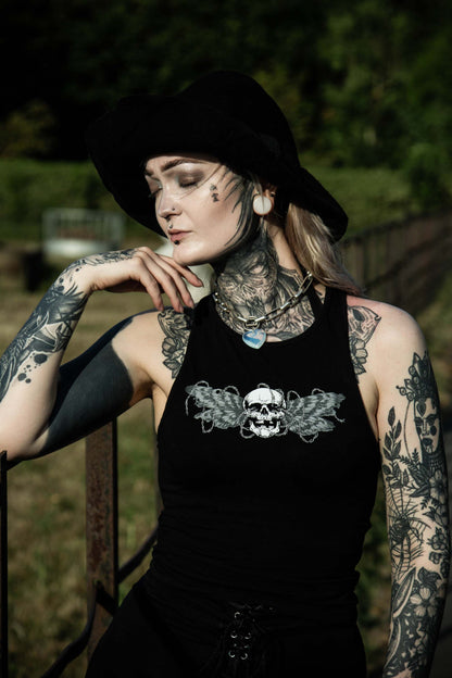 Bound Wings Black Vest Top