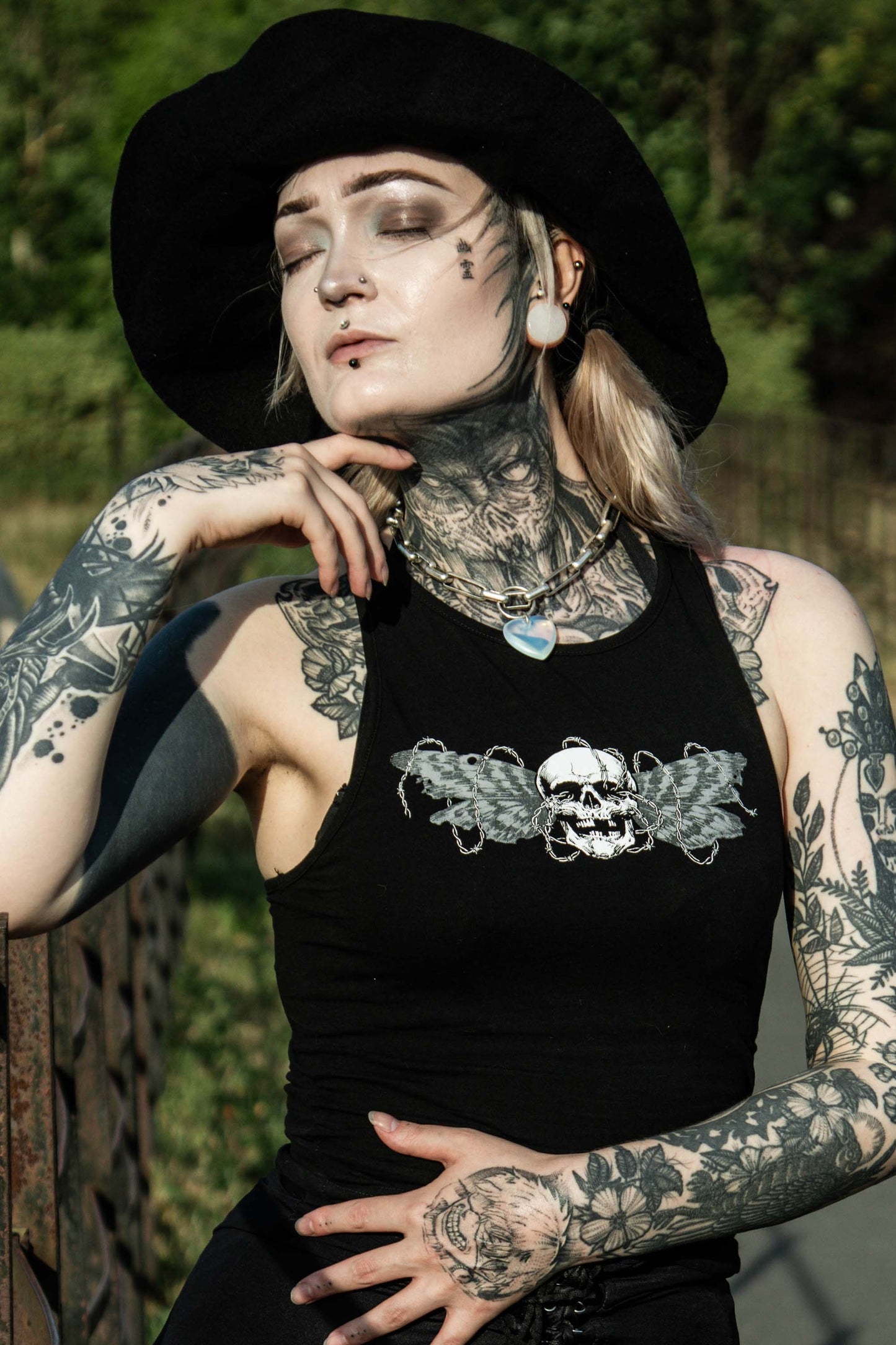 Bound Wings Black Vest Top