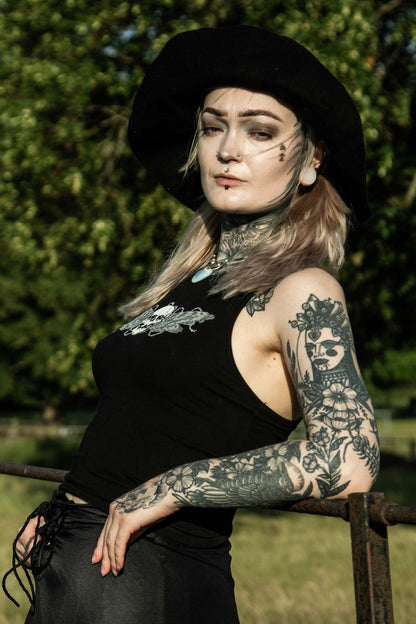 Bound Wings Black Vest Top