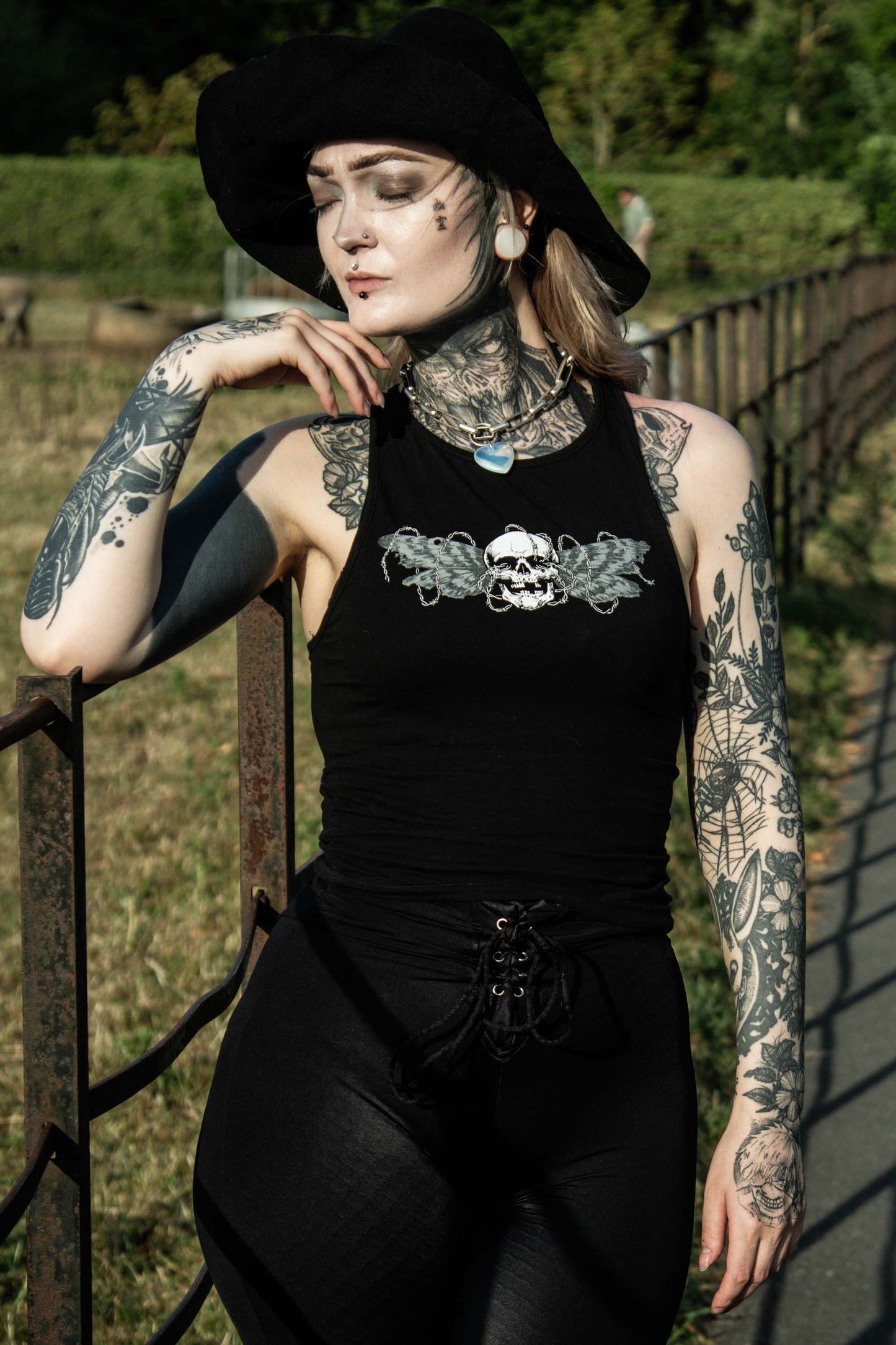 Bound Wings Black Vest Top