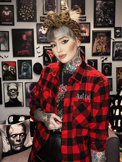 Root Cause Checked Flannel Shirt Red & Black