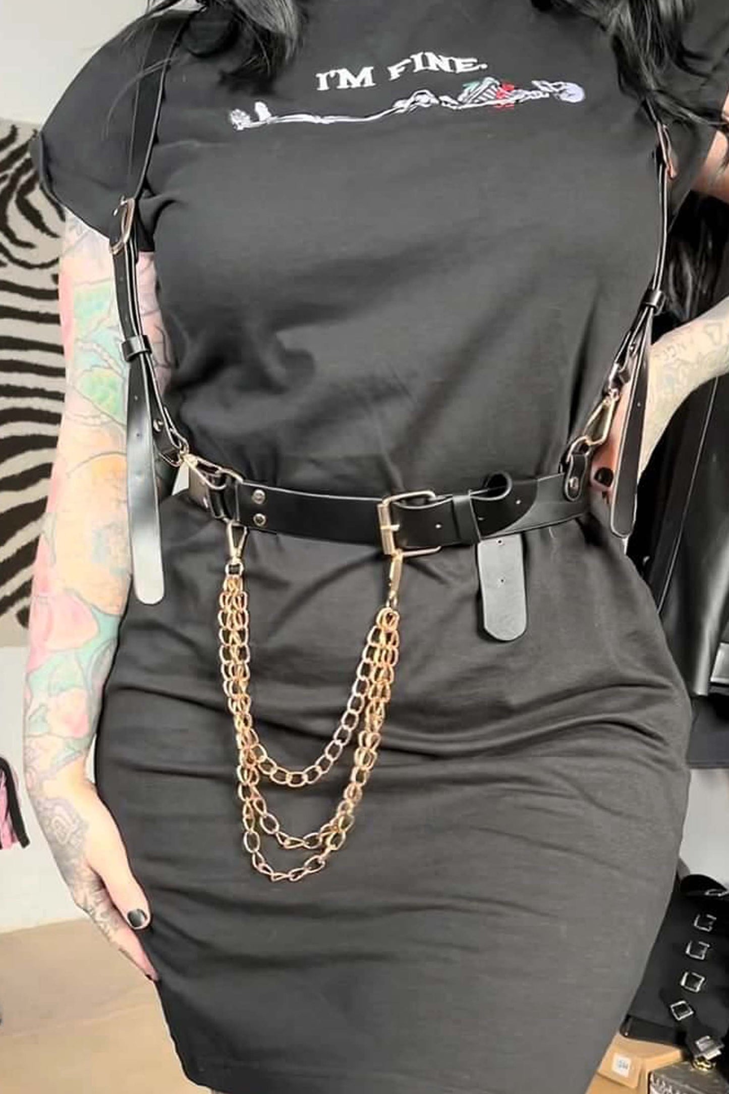 I'm Fine Extended Shoulder T Shirt Dress