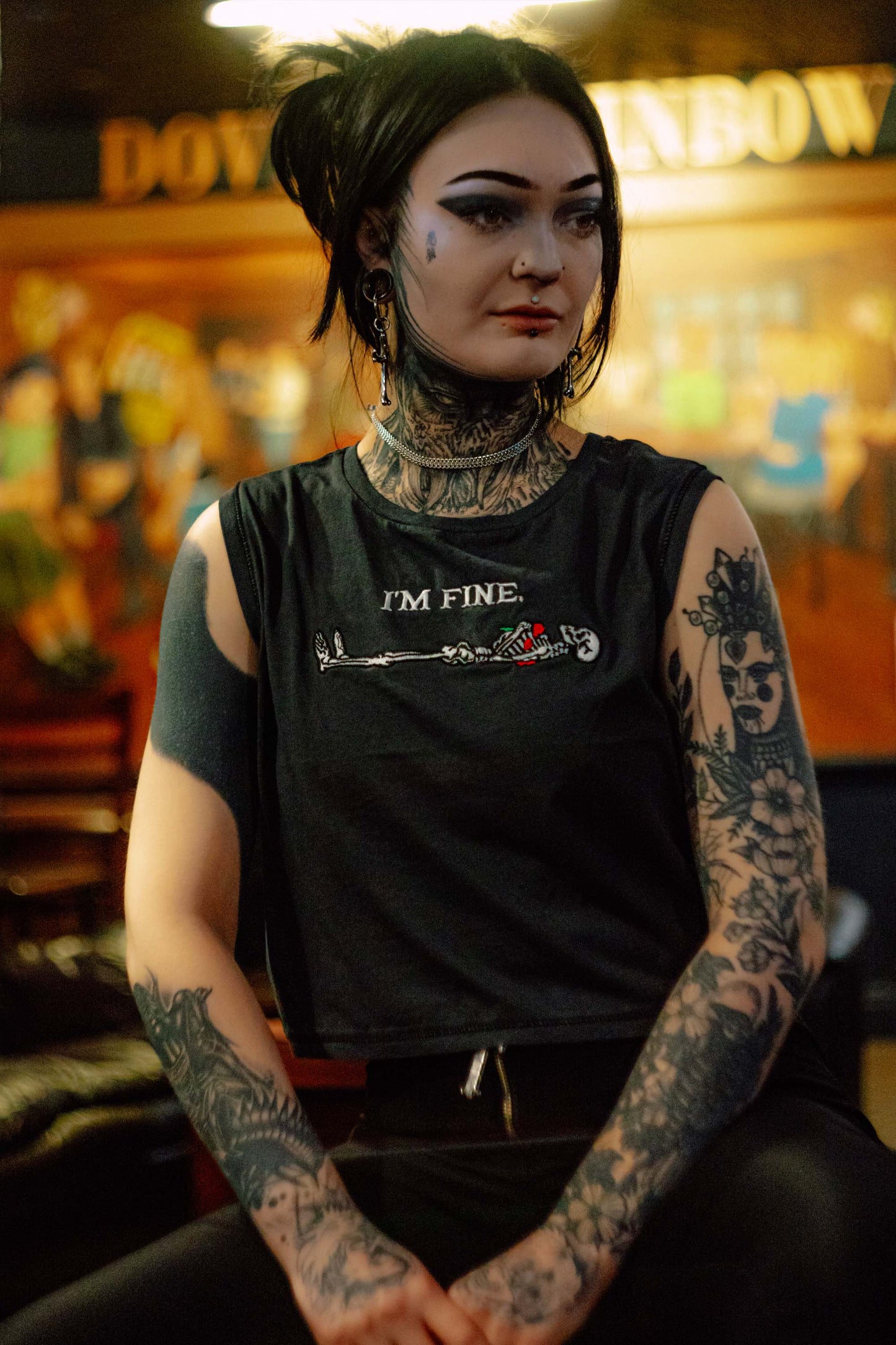 I'm Fine Cropped Tank Top