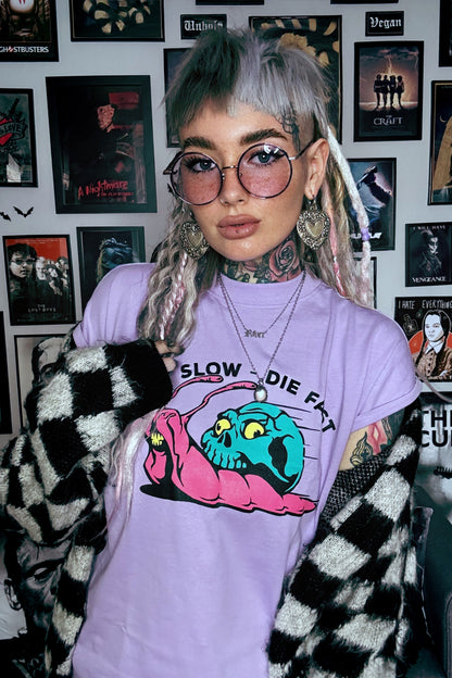 Live Slow Extended Shoulder T Shirt Dress