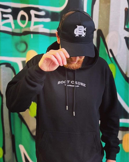 Root Cause Branded Black Trucker Cap