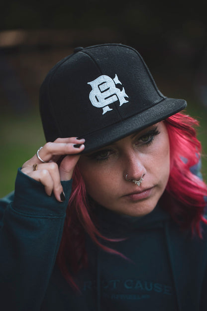 Root Cause Branded White on Black Snapback Cap