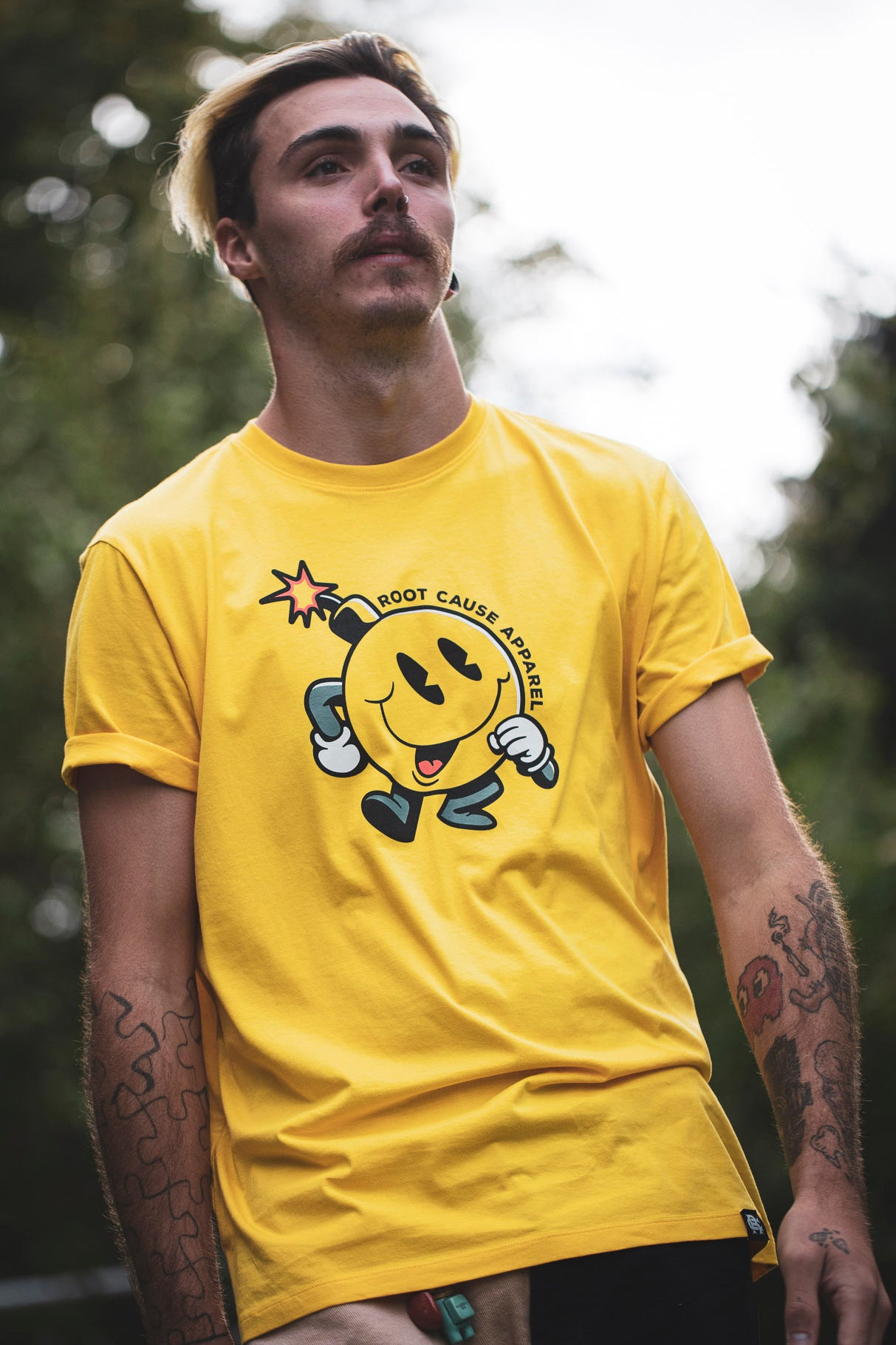 Root Cause The Bomb Yellow Unisex Organic Cotton T-Shirt
