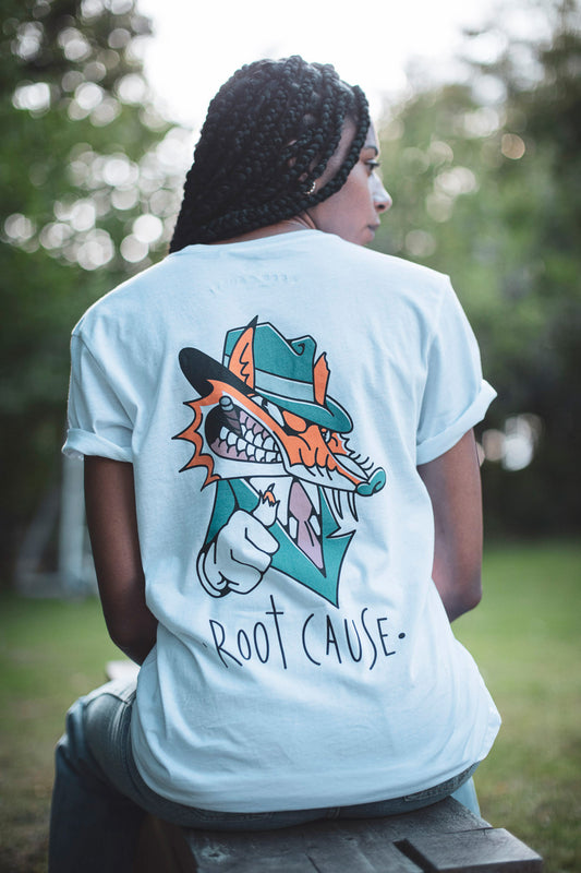 Root Cause Gangsta Fox White Organic Unisex T-Shirt