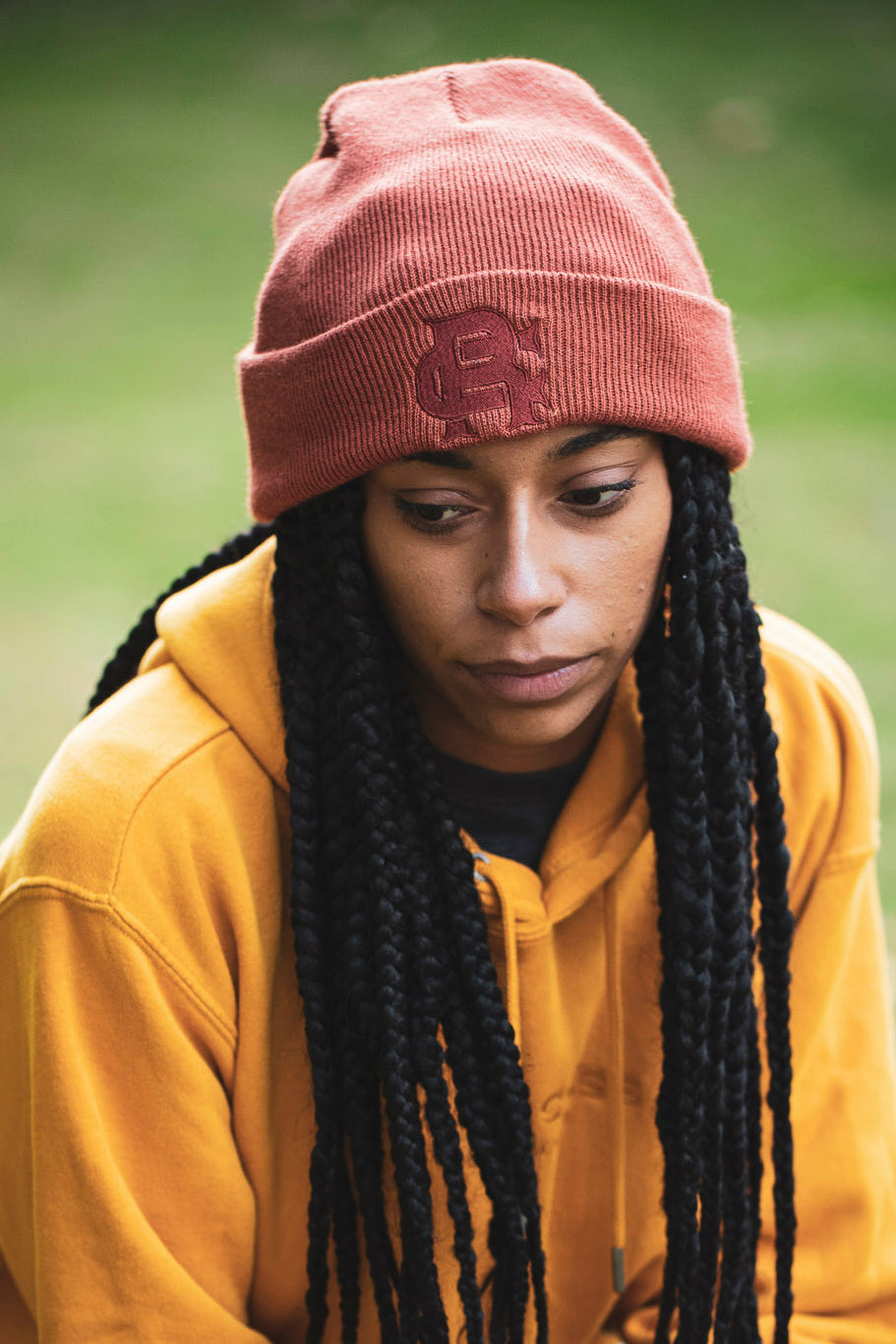 Root Cause Branded Rust Monogram Beanie