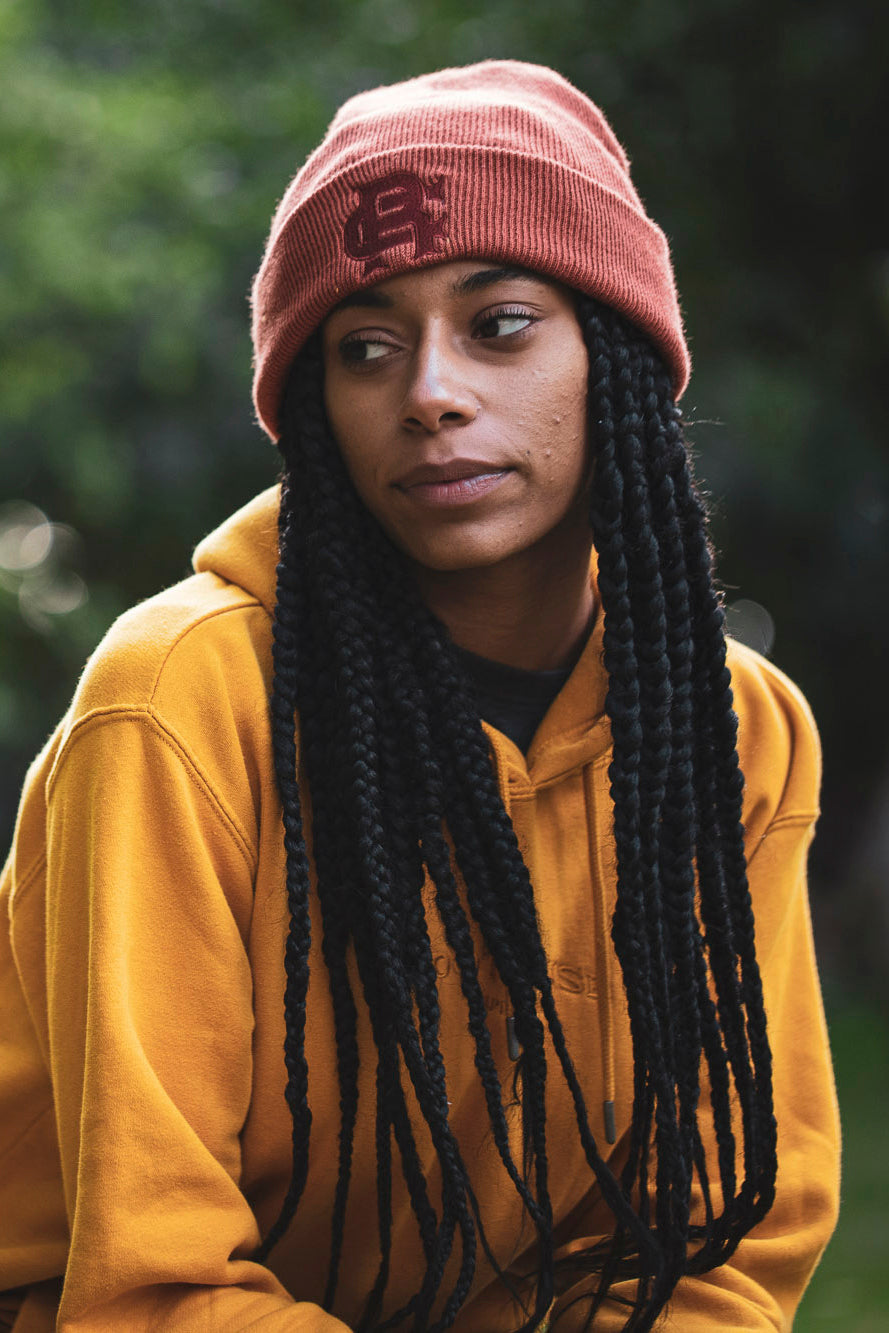 Root Cause Branded Rust Monogram Beanie