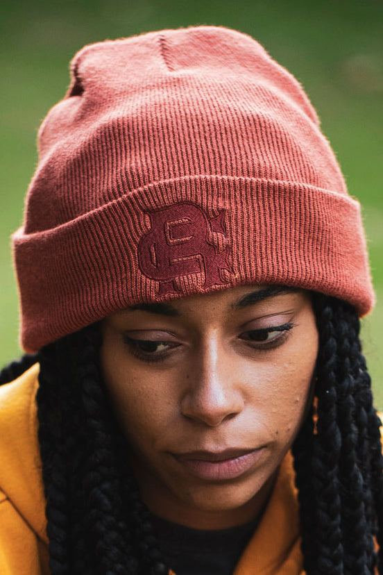 Root Cause Branded Rust Monogram Beanie