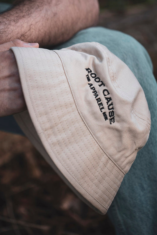 Root Cause Branded Sand Organic Cotton Bucket Hat