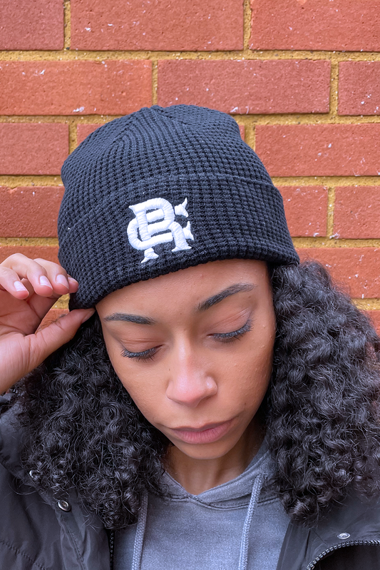 Root Cause Branded Black Waffle Beanie